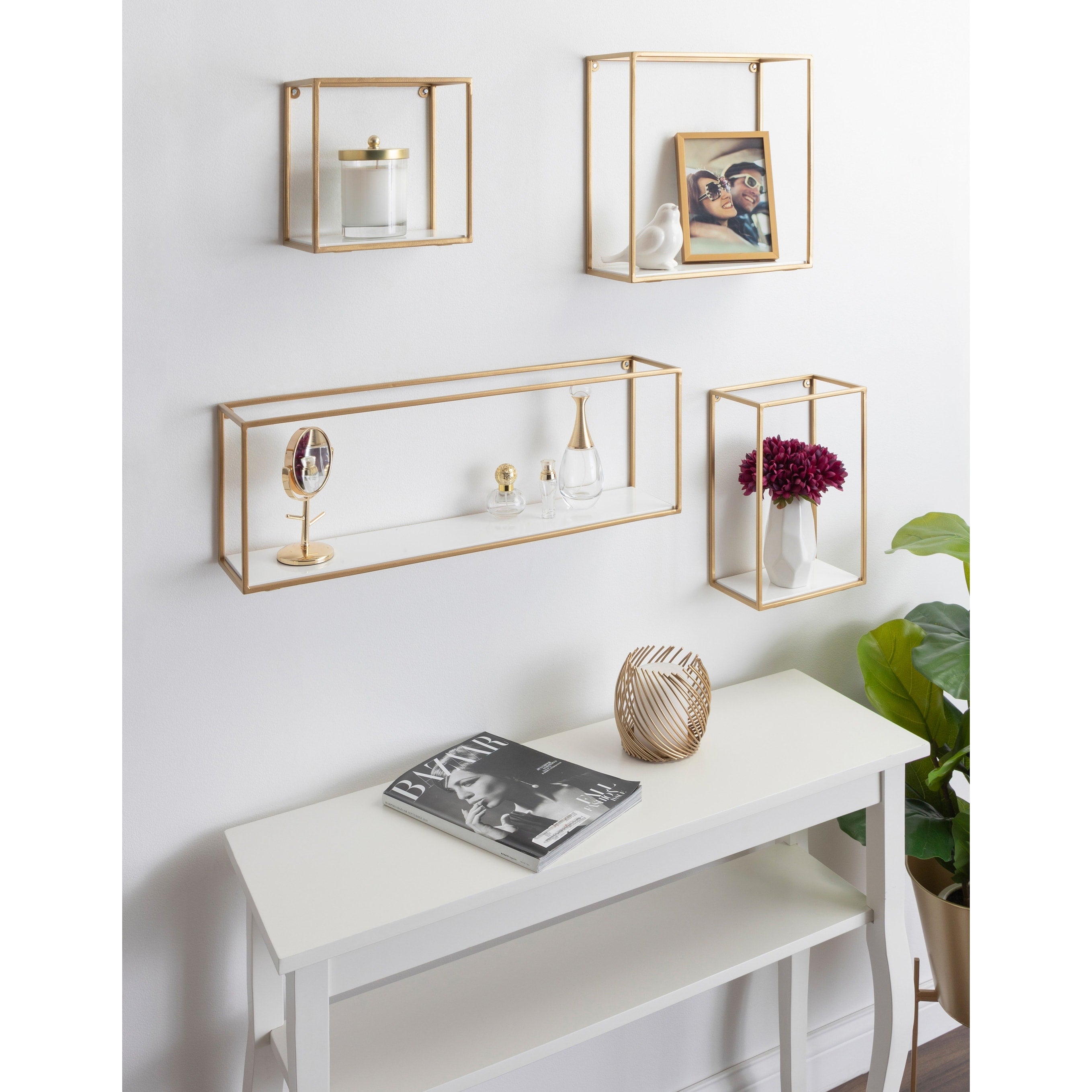Kate And Laurel Mallory Wood And Metal Wall Shelf Set 4 Piece