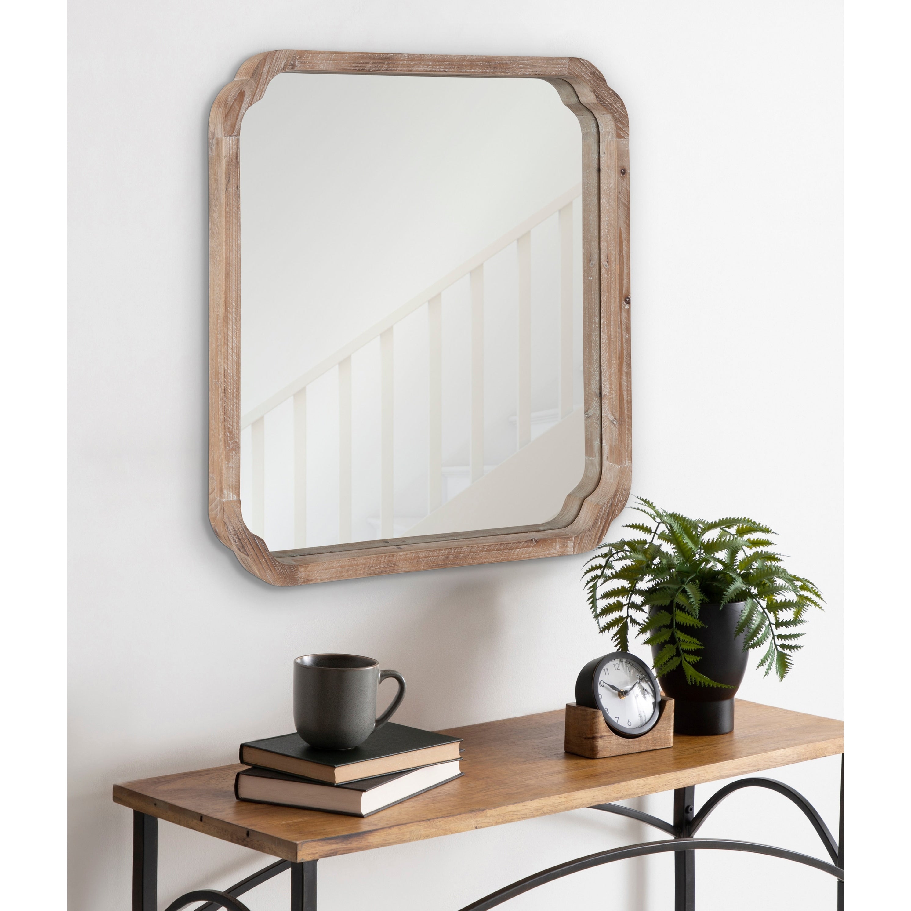 Kate And Laurel Marston Square Wood Wall Mirror Brown 24X24