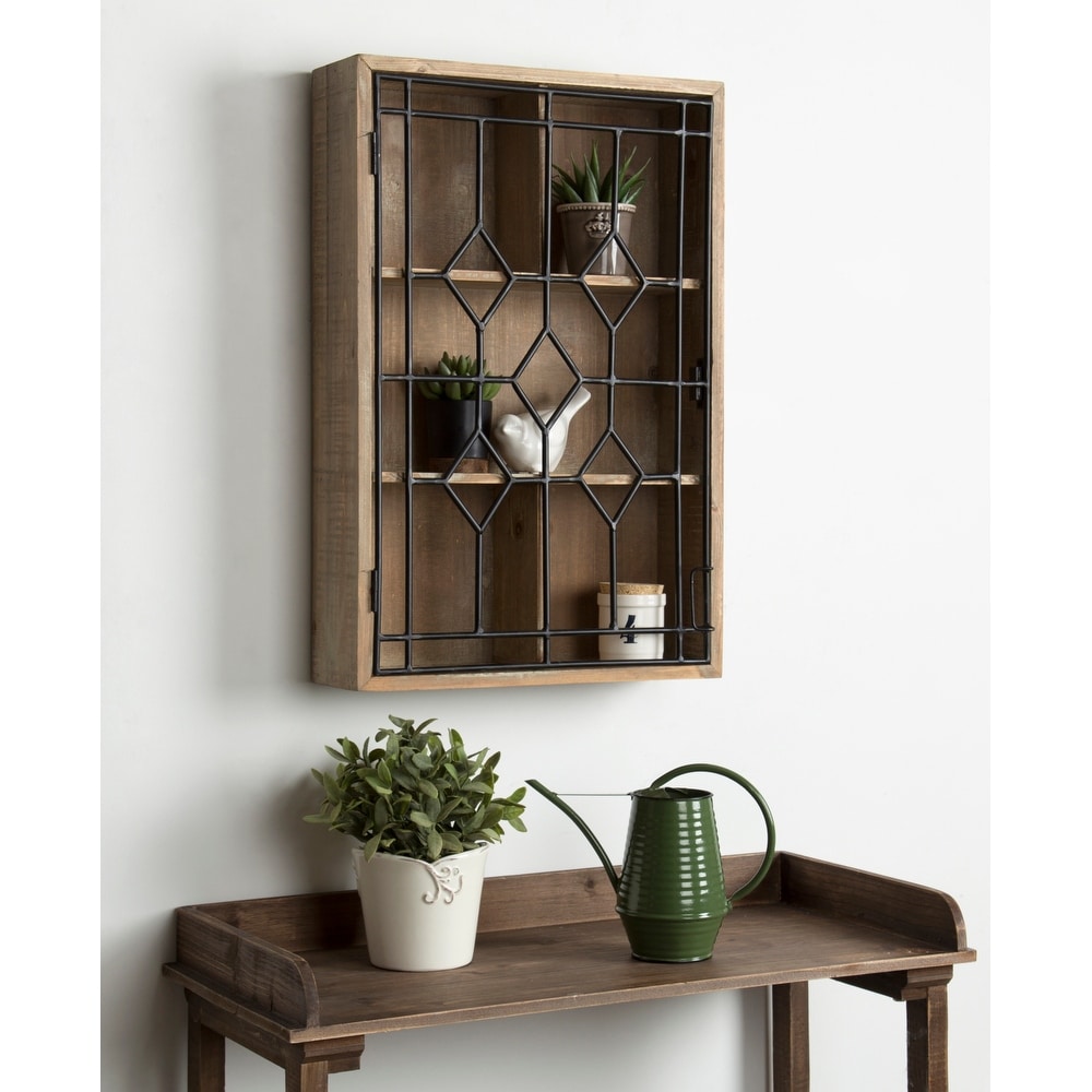 Kate And Laurel Megara Farmhouse Chic Wall Mounted Display Cupboard