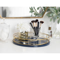 Kate And Laurel Mendel Round Tray With Decorative Metal Rim 14 Diameter