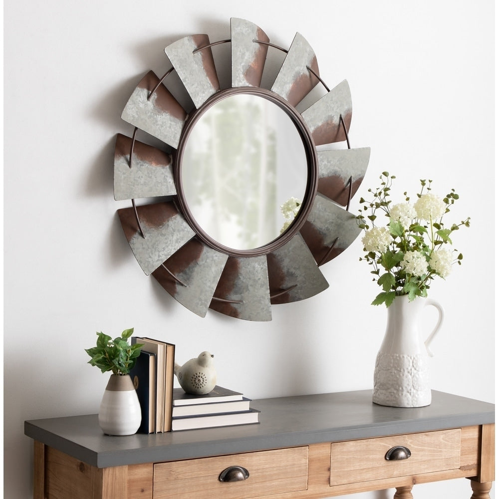 Kate And Laurel Millbrook Windmill Metal Wall Mirror Silver 32 Diameter