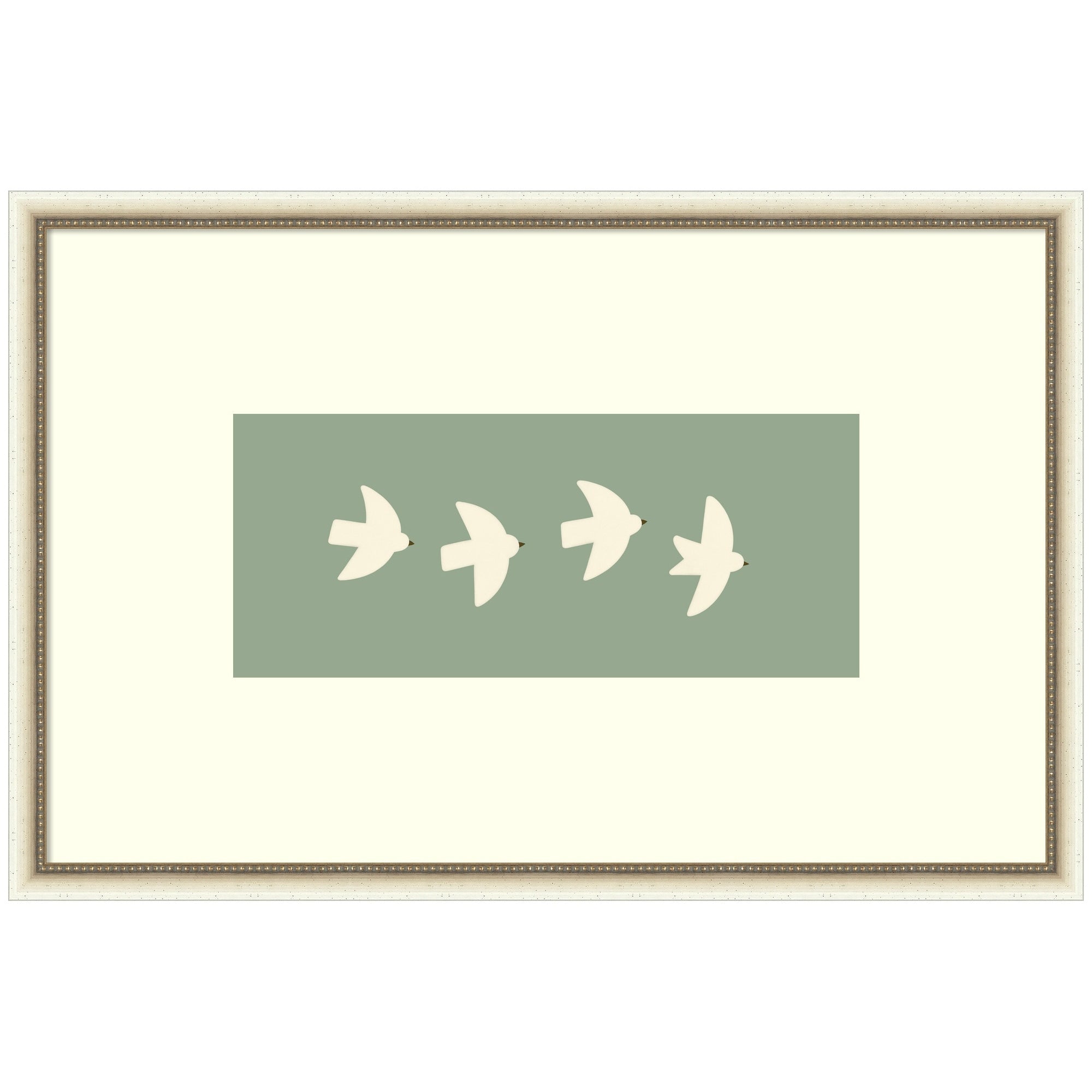 Kate And Laurel Minimalist Birds Panel 4 Green By Laura Moss Framed Wall Art Print