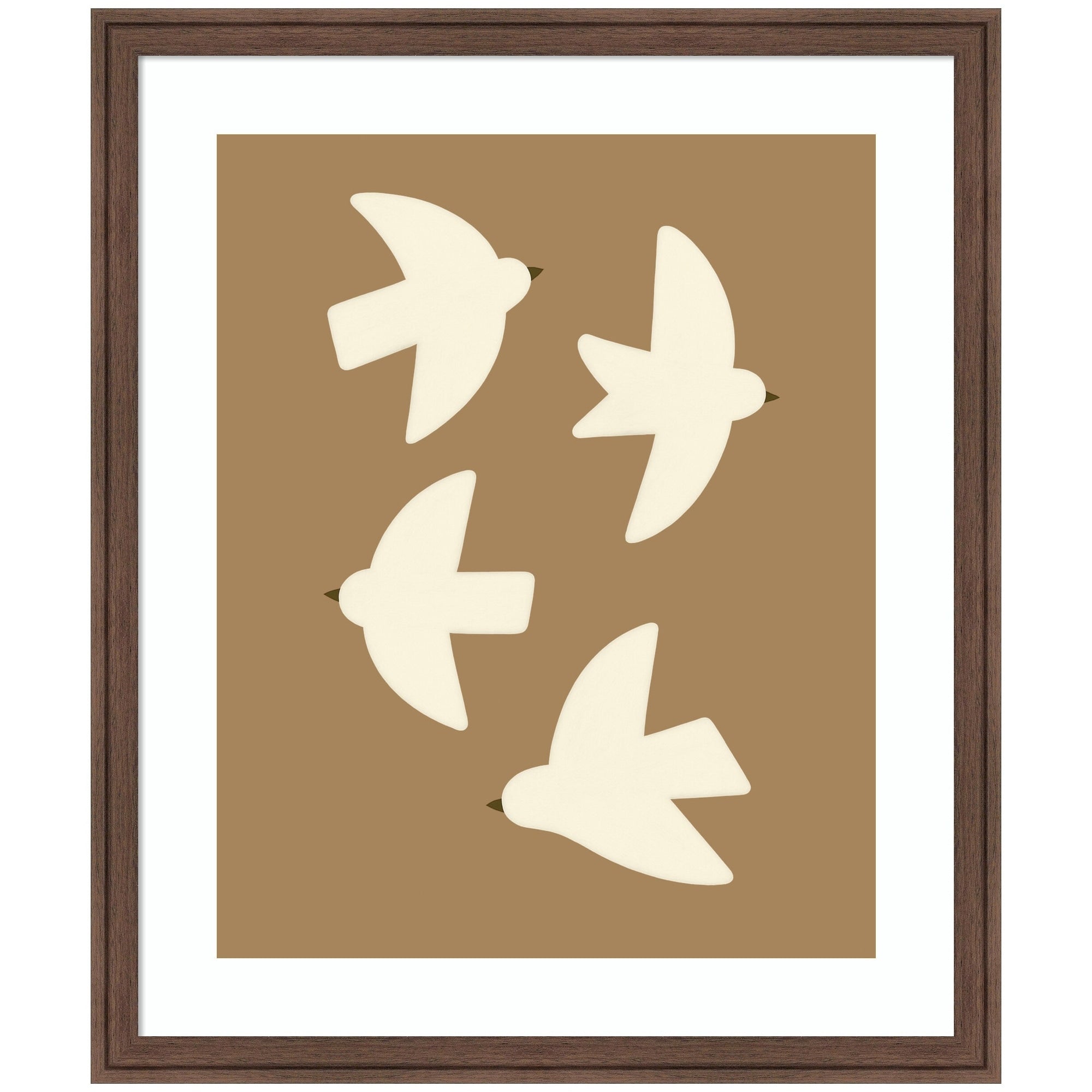 Kate And Laurel Minimalist Birds Poster 2 Brown By Laura Moss Framed Wall Art Print