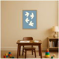 Kate And Laurel Minimalist Birds Poster Blue By Laura Moss Framed Canvas Wall Art Print