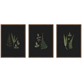 Kate And Laurel Minimalist Botanical Leaf On Black 3 Piece Framed Canvas Wall Art Set By Stephanie Klatt