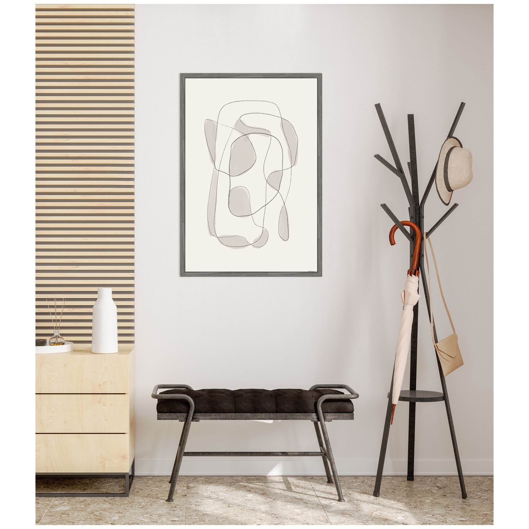 Kate And Laurel Minimalist Lines By Gabrielly Guedes Framed Canvas Wall Art Print