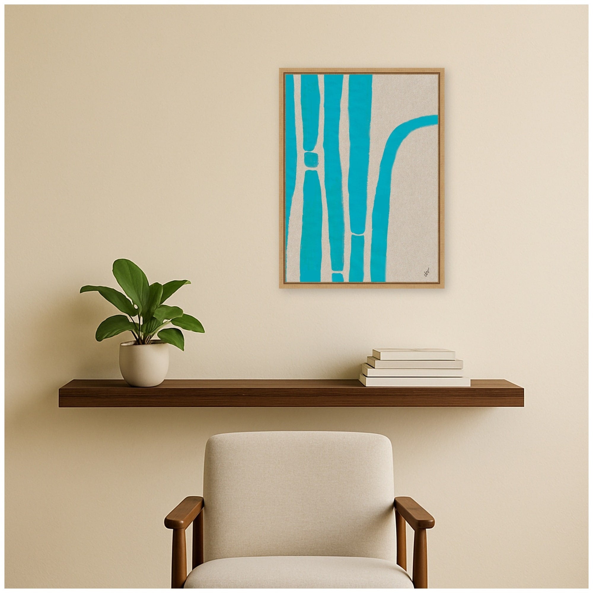 Kate And Laurel Modern Blue Arch By Cris Villa Studio Framed Canvas Wall Art Print