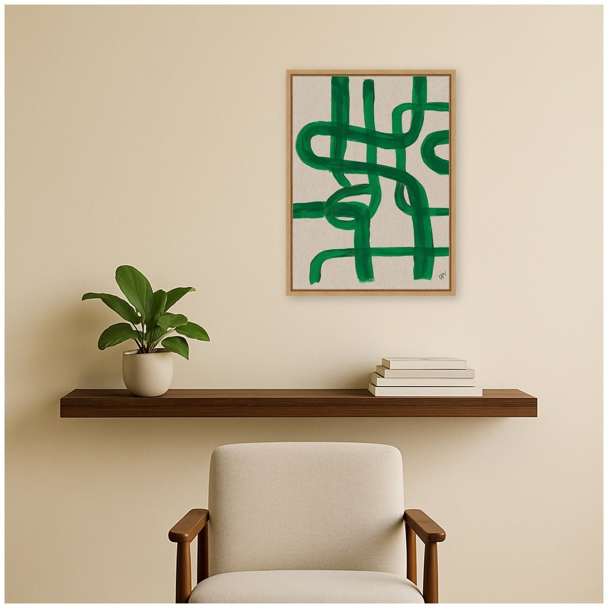 Kate And Laurel Modern Green Abstract Swirl By Cris Villa Studio Framed Canvas Wall Art Print