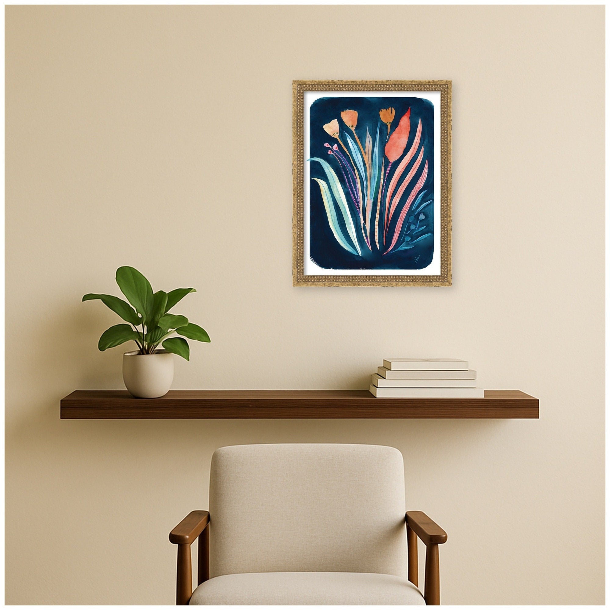 Kate And Laurel Moody Watercolor Floral 2 By Cris Villa Studio Framed Mounted Canvas Wall Art Print
