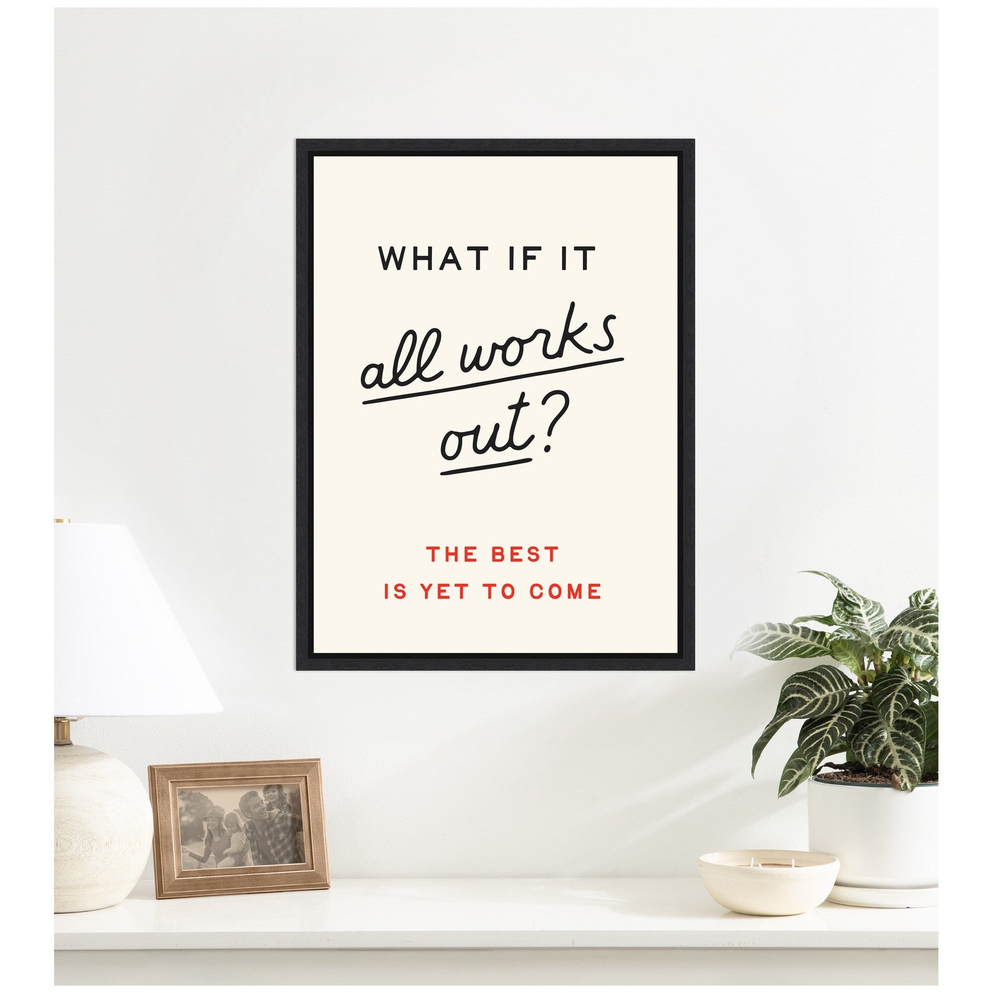 Kate And Laurel Motivational Poster What If It All Works Out Dopamine Decor For Home By Lucky Guava Framed Canvas Wall Art