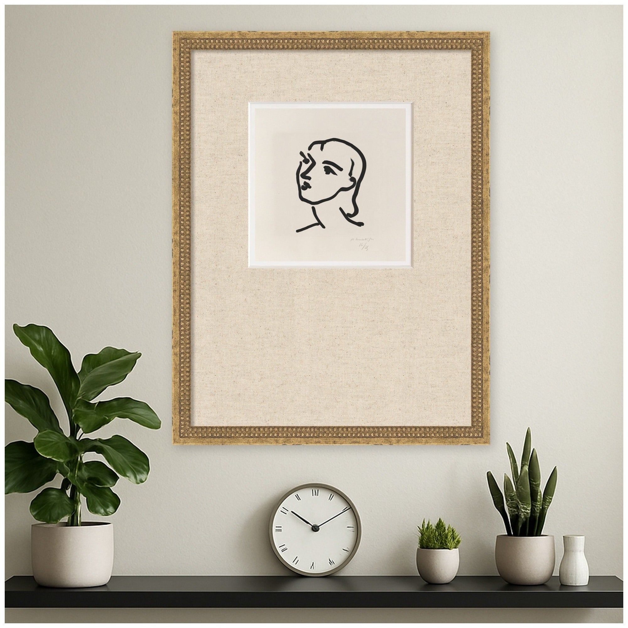 Kate And Laurel Nadia Aux Cheveus Lisses Matisse Faux Mat By Nostalgia Prints Framed Wall Art Print