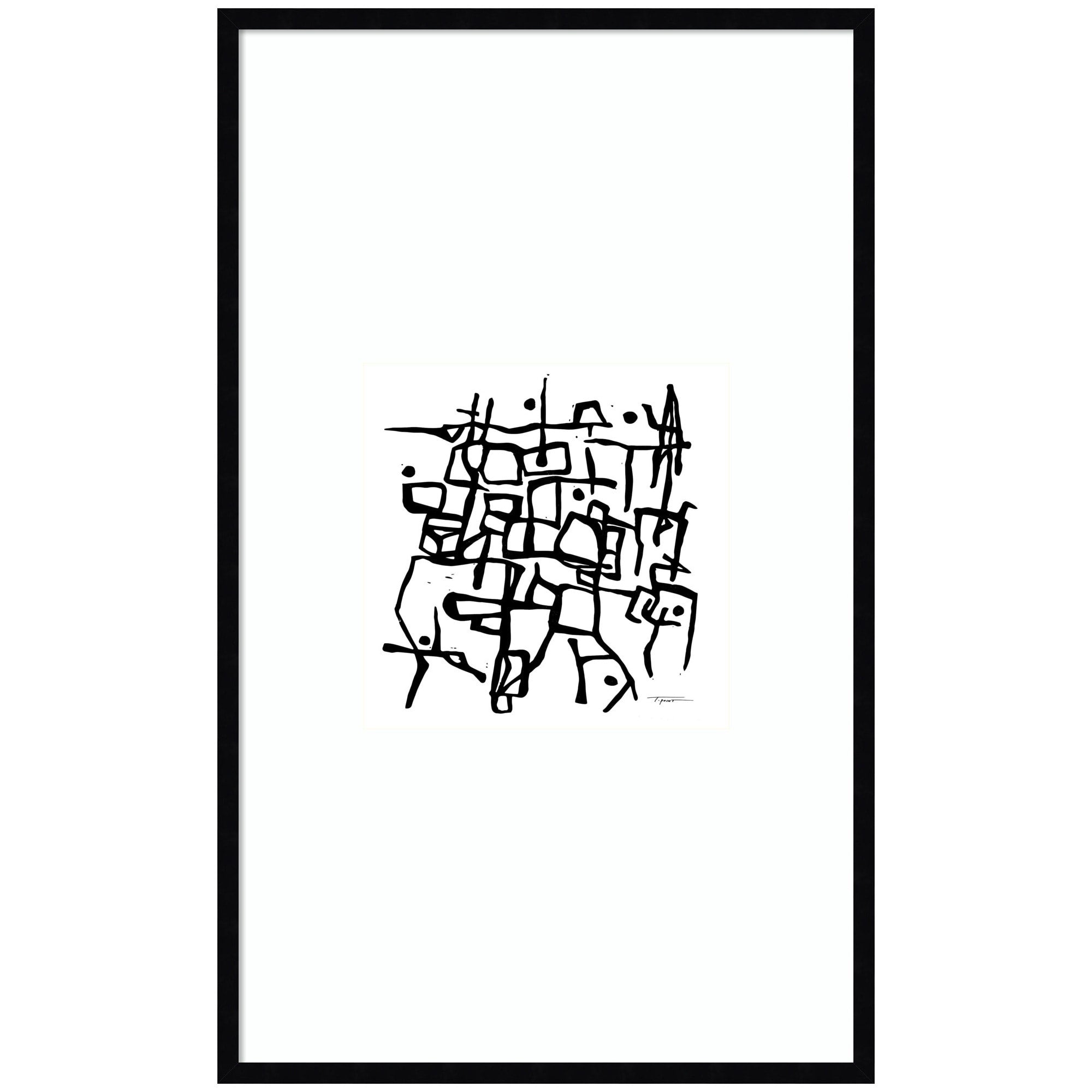 Kate And Laurel Organic Lines Bw Grayscale By Statement Goods Framed Wall Art Print