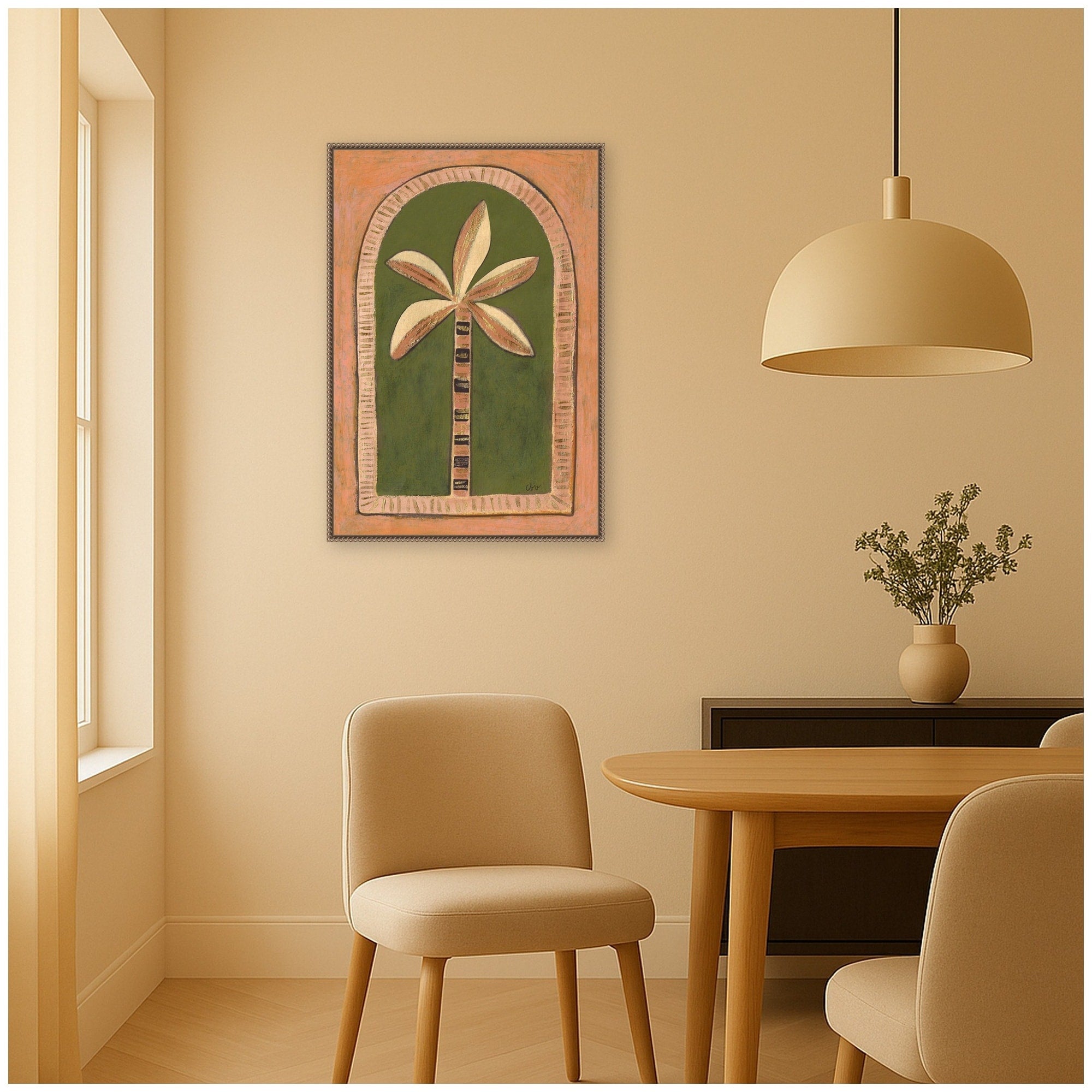 Kate And Laurel Palm Tree Arch By Cris Villa Studio Framed Canvas Wall Art Print