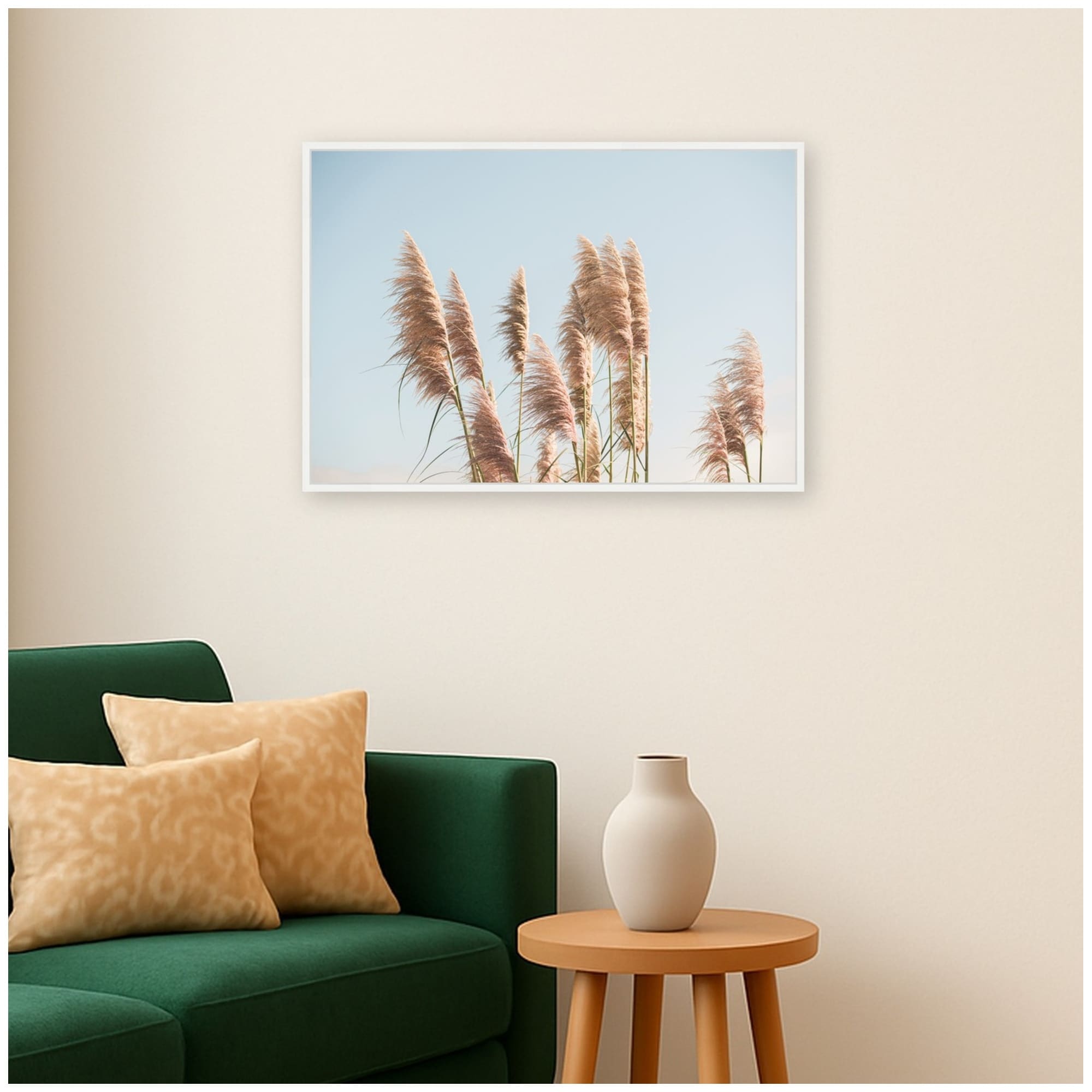 Kate And Laurel Pampas Grass By Crystal Lynn Collins Framed Canvas Wall Art Print