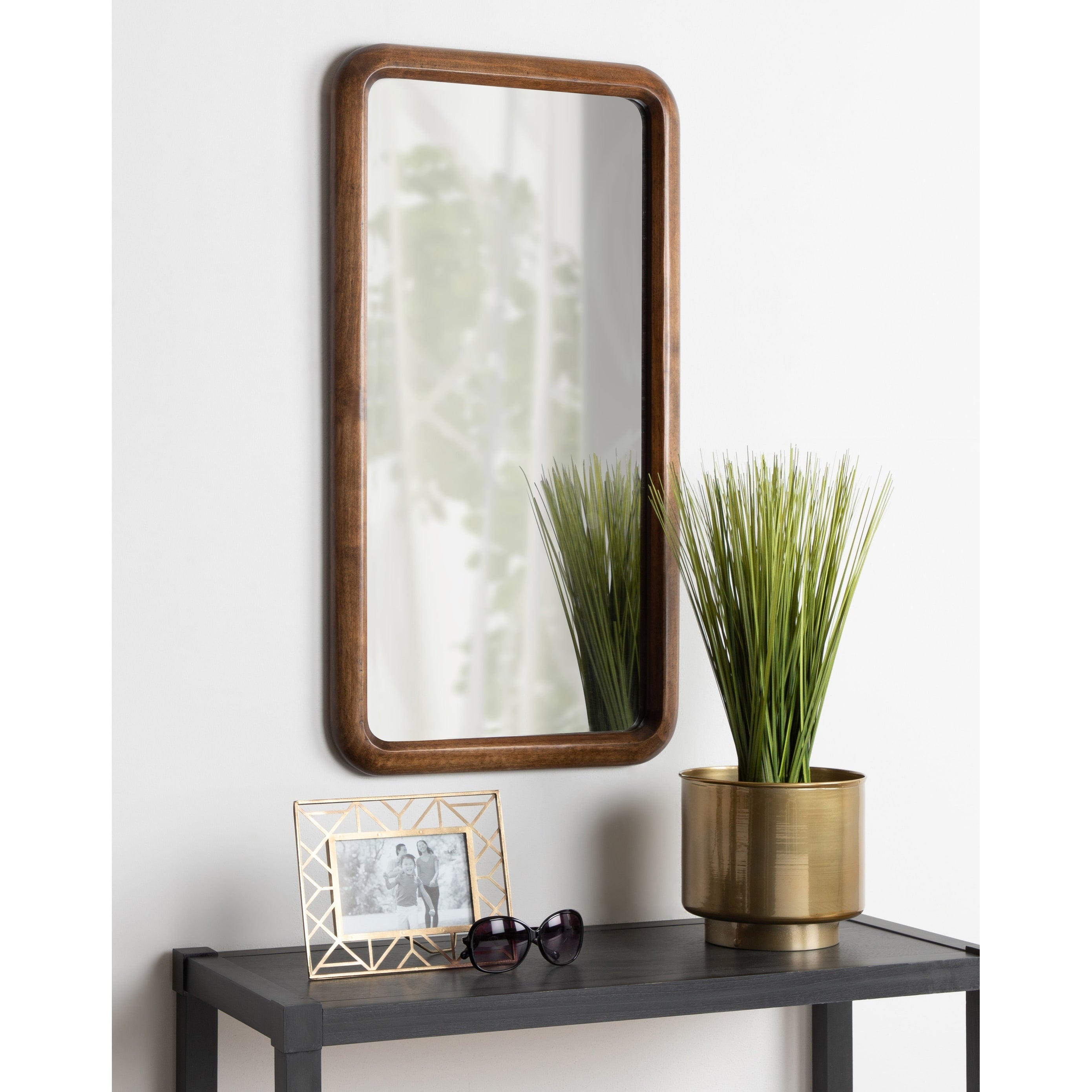 Kate And Laurel Pao Walnut Brown Wood Framed Wall Mirror