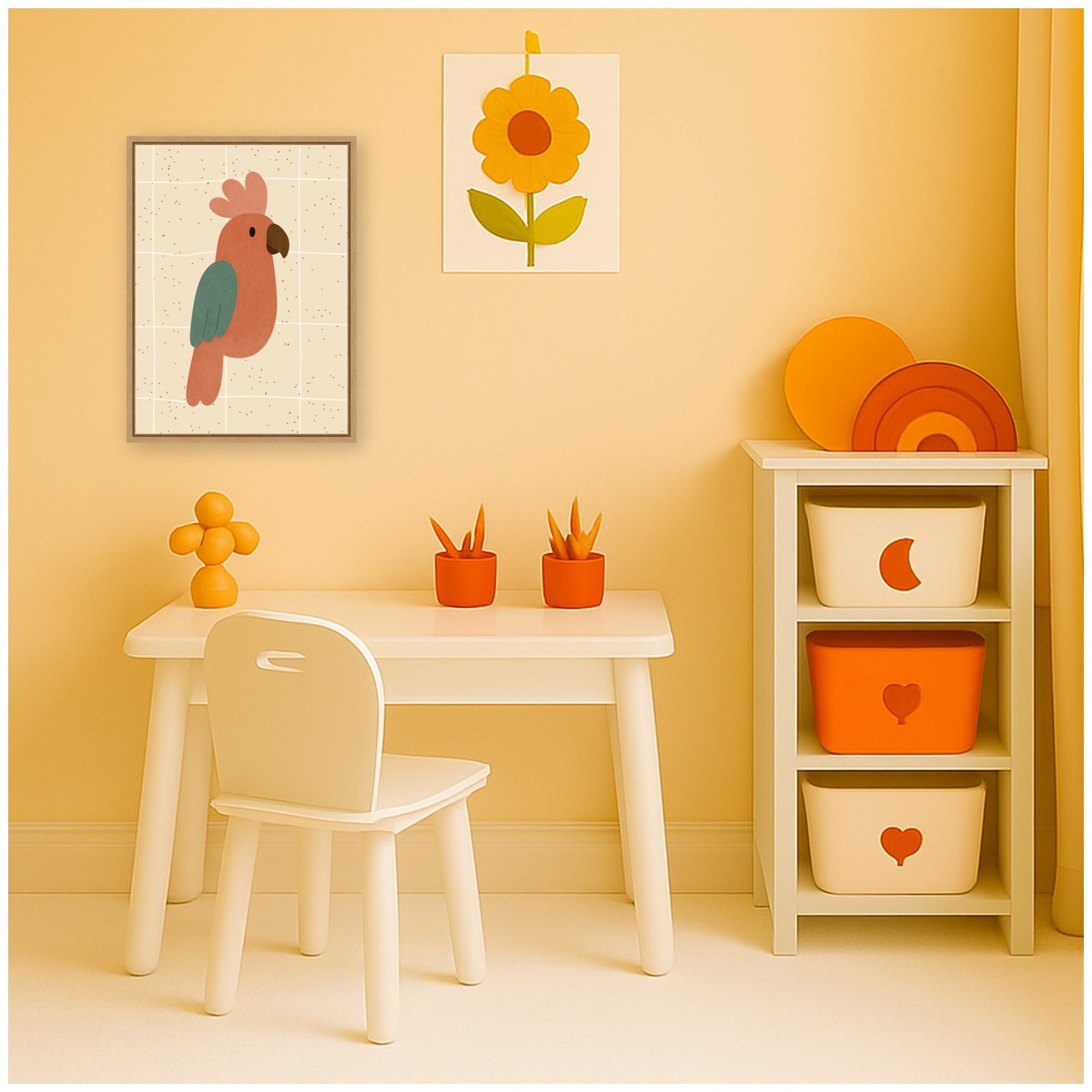 Kate And Laurel Parrot By Laura Moss Framed Canvas Wall Art Print