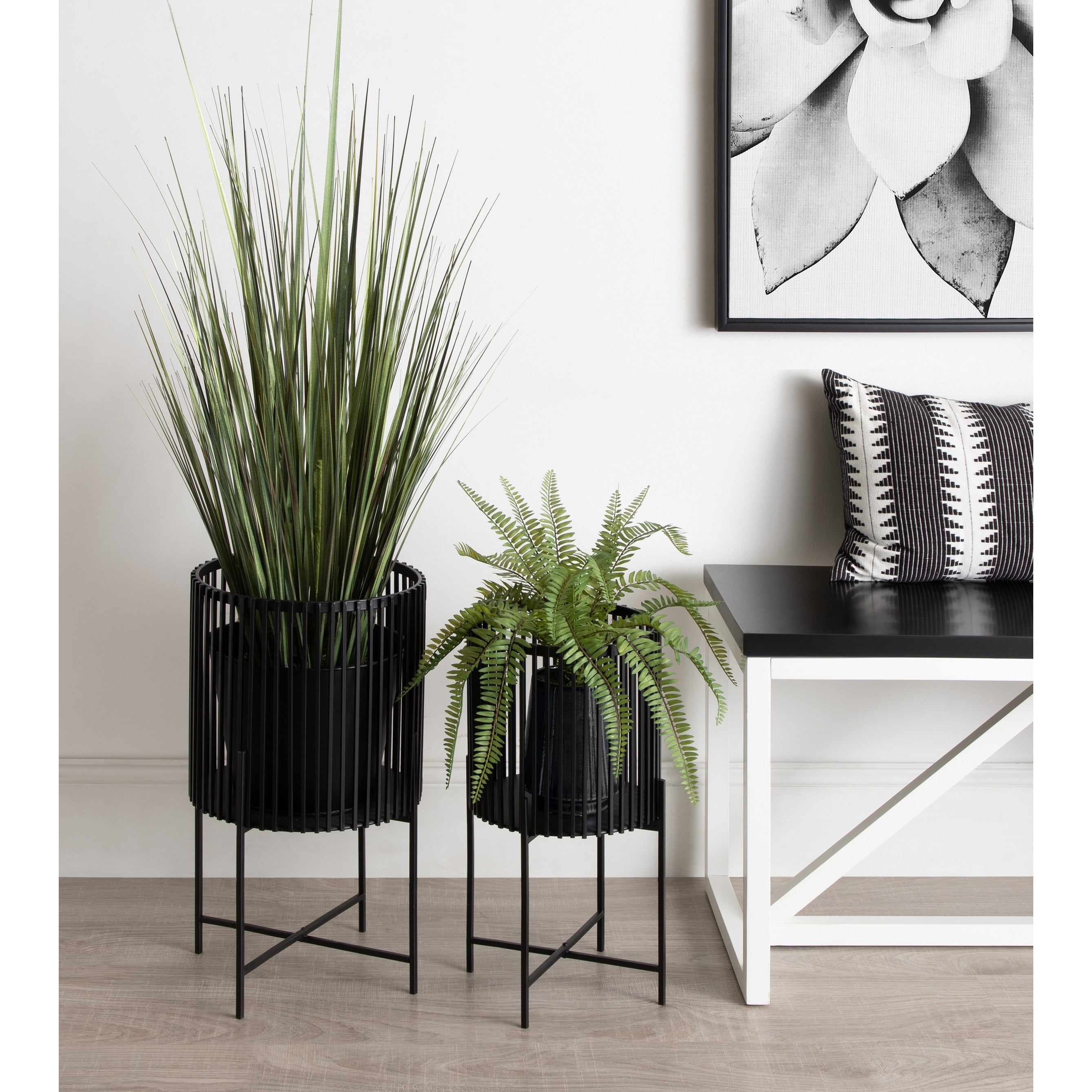 Kate And Laurel Paynter Metal Floor Planter Set 2 Piece