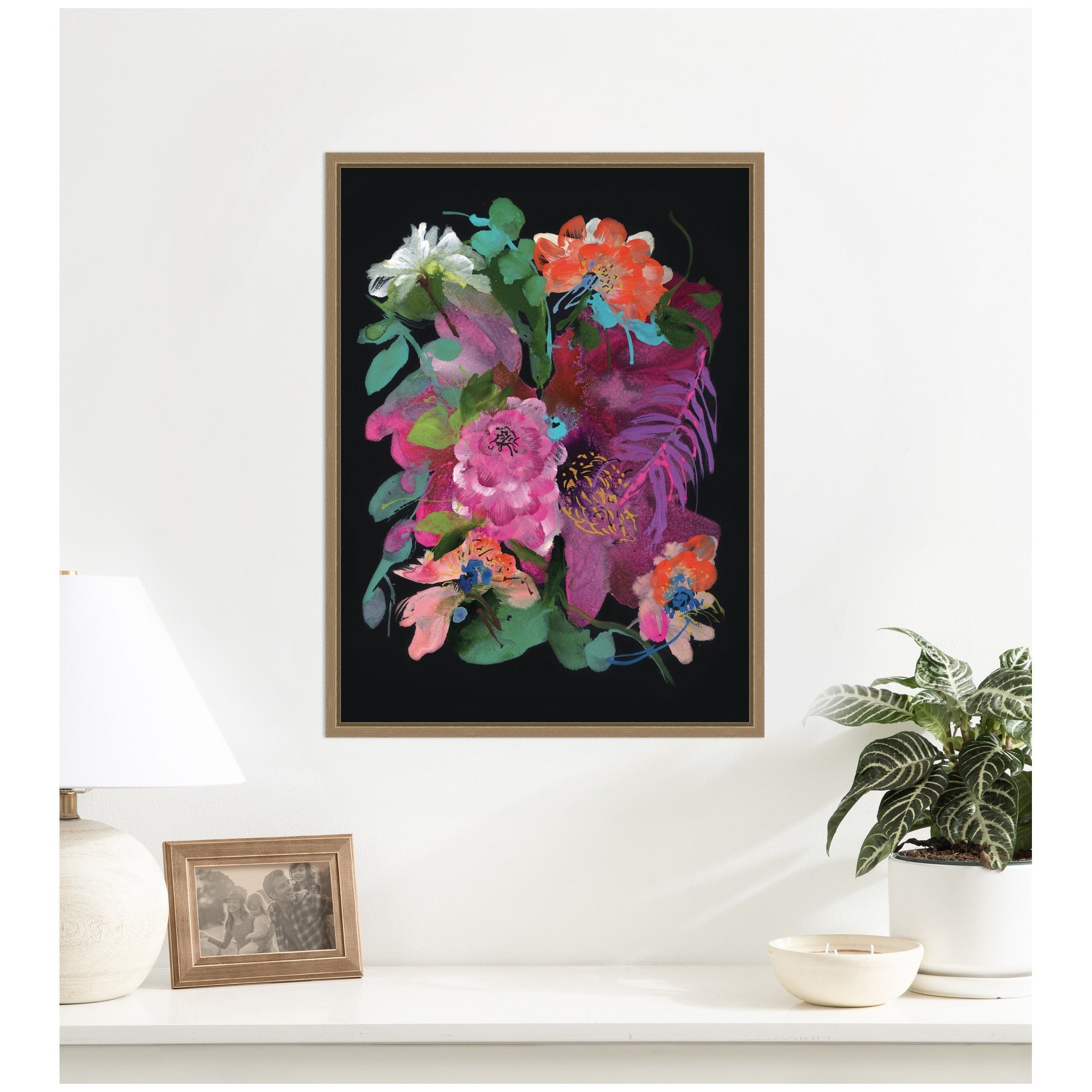 Kate And Laurel Peony Lane By Reed Rosebud Framed Canvas Wall Art Print