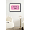 Kate And Laurel Pink Poster Retro Ticket Amour Tour Dopamine Decor Girly Wall Art By Lucky Guava Framed Canvas Wall Art Print