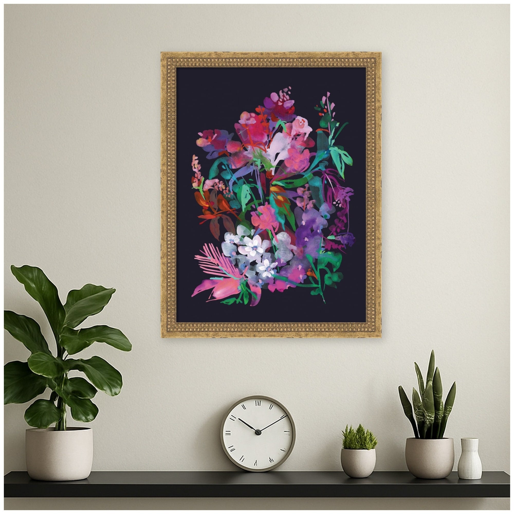Kate And Laurel Pink Tropical By Reed Rosebud Framed Mounted Canvas Wall Art Print