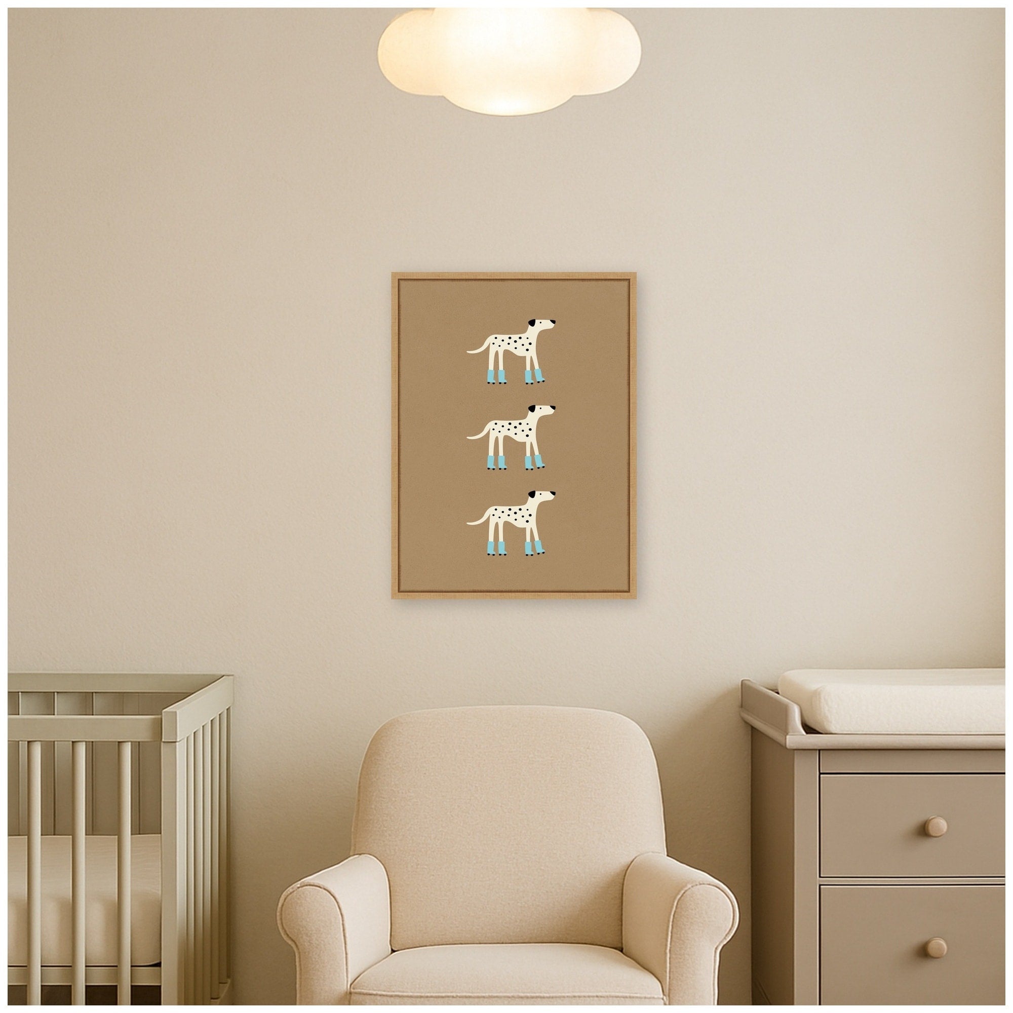 Kate And Laurel Playful Roller Skating Dalmatians By Laura Moss Framed Canvas Wall Art Print