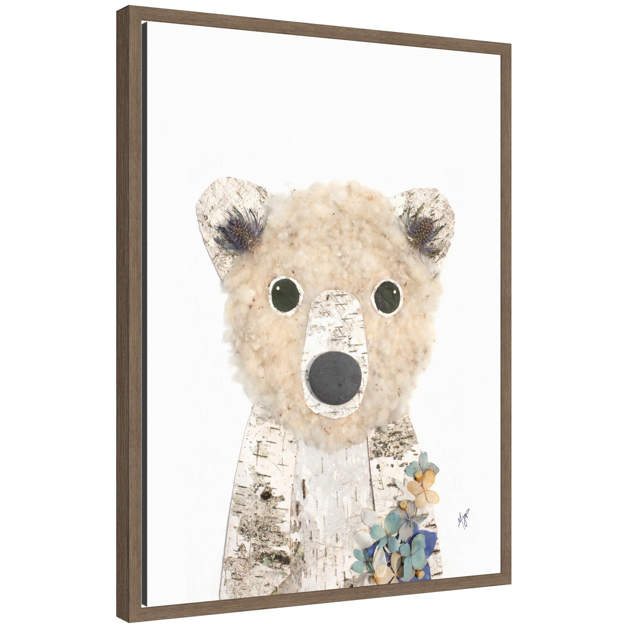 Kate And Laurel Polar Bear By Madeline Jeppesen Framed Canvas Wall Art Print