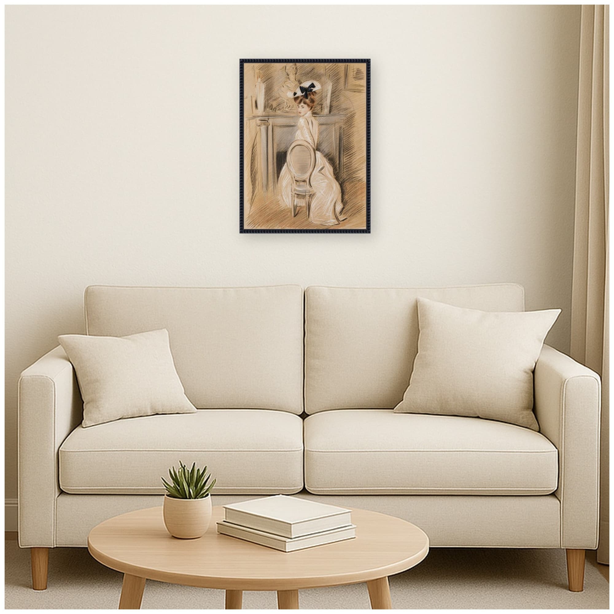 Kate And Laurel Portrait Of Alice Helleupaul Cesar Helleu By Nostalgia Prints Framed Canvas Wall Art Print