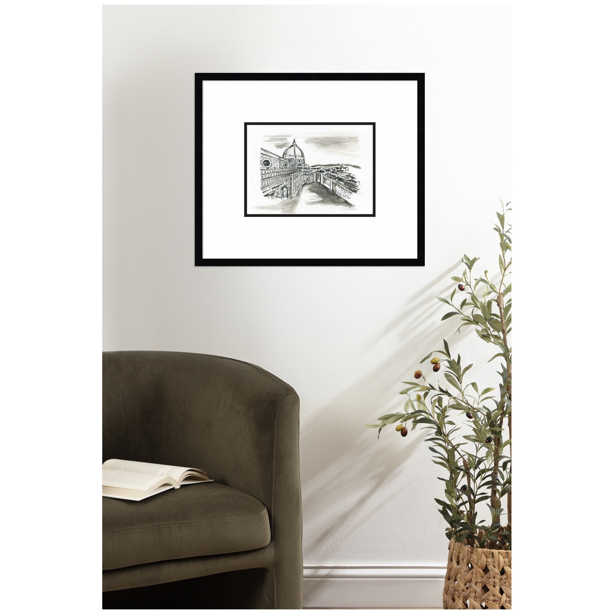 Kate And Laurel Postcard Florence By Teju Reval Framed Wall Art Print