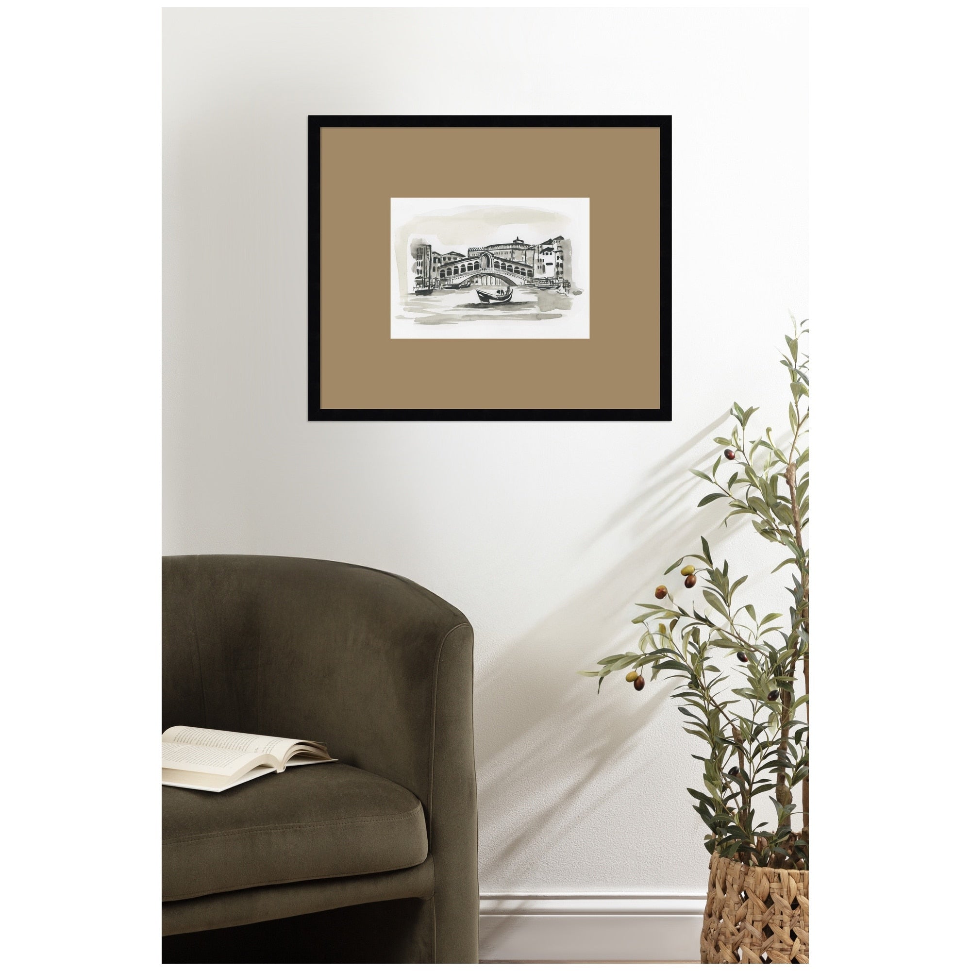Kate And Laurel Postcard Venice By Teju Reval Framed Wall Art Print Matted