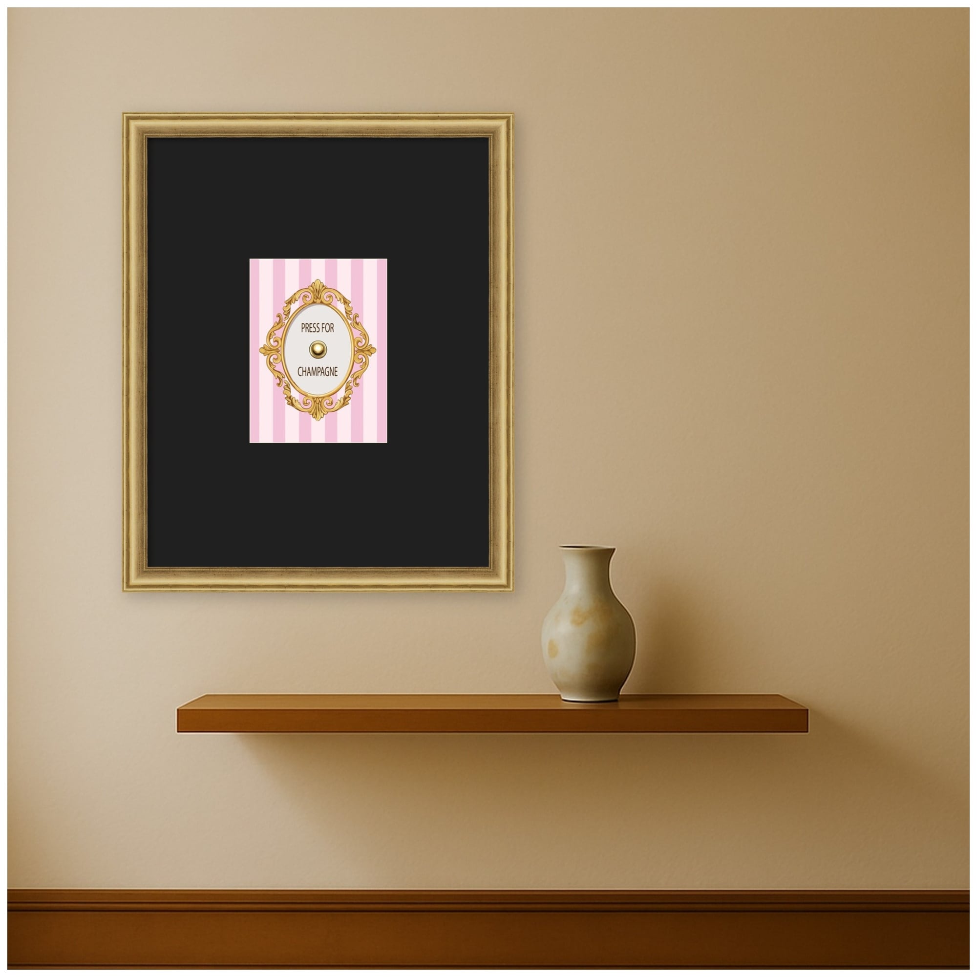 Kate And Laurel Press For Champagne By Honey Island Studio Framed Wall Art Print