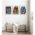 Kate And Laurel Proteas In Blue Hollyhock 3 Piece Framed Canvas Wall Art Set By Lucia Gianello