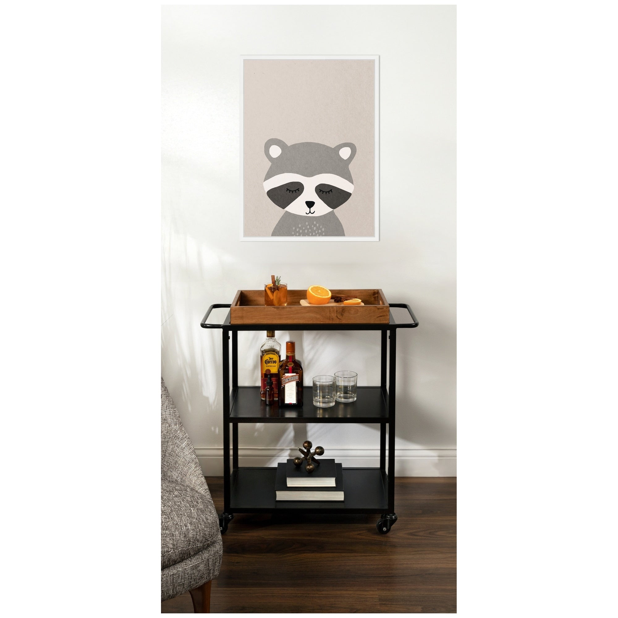 Kate And Laurel Raccoon By July Art Prints Framed Canvas Wall Art Print