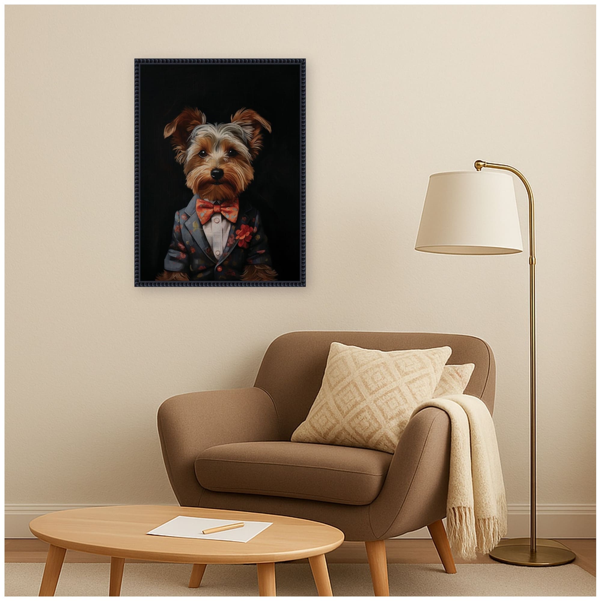 Kate And Laurel Regal Portrait Of A Yorkie By The Creative Bunch Studio Framed Canvas Wall Art Print