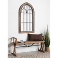 Kate And Laurel Rennel Brown Wood Finish And Black Window Pane Arch Wall Decor 26.5 X 48