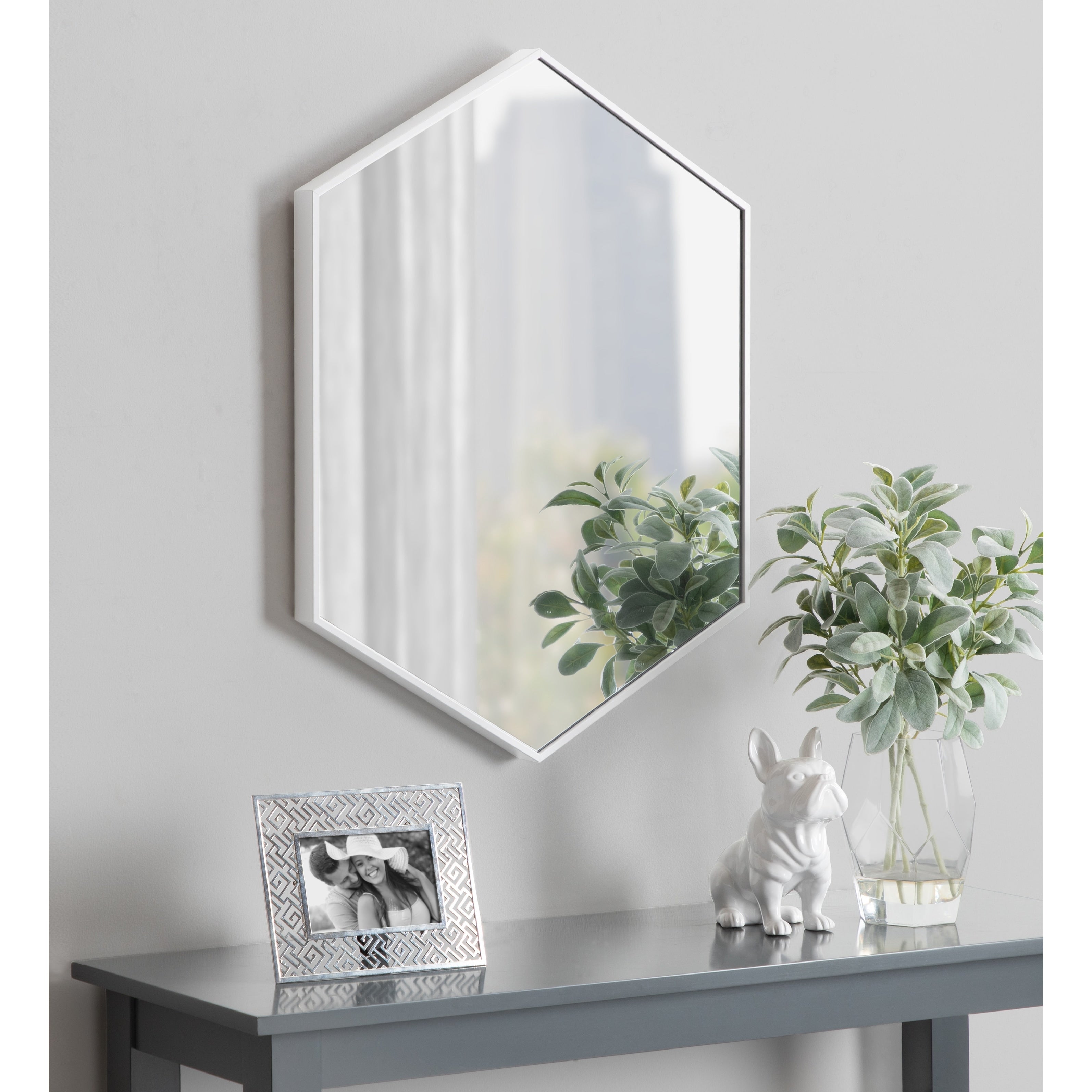 Kate And Laurel Rhodes Framed Hexagon Wall Mirror