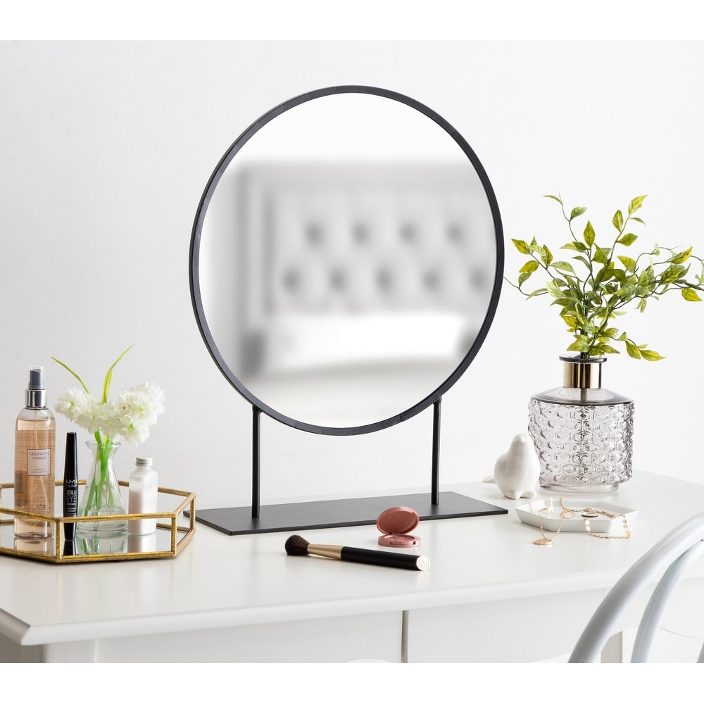 Kate And Laurel Rouen Round Metal Table Mirror 18X22