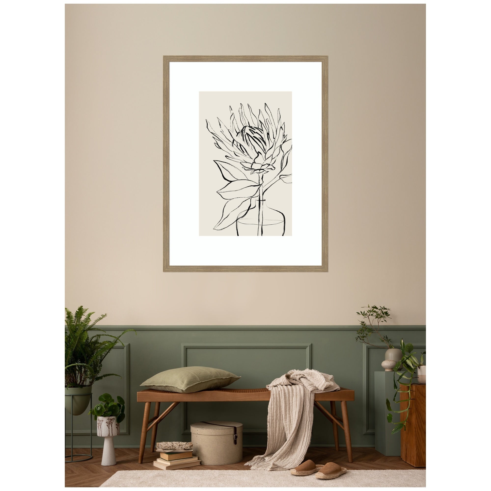 Kate And Laurel Sb Protea Sketch No. 1 By Sara Berrenson Framed Wall Art Print