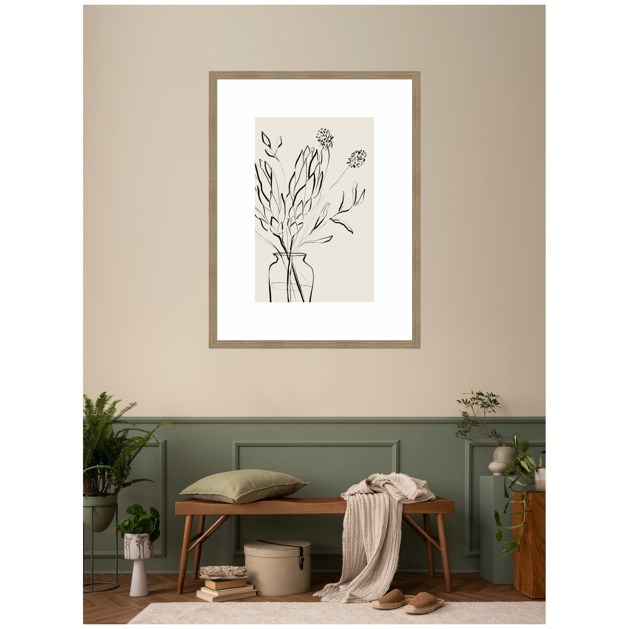 Kate And Laurel Sb Protea Sketch No. 2 By Sara Berrenson Framed Wall Art Print