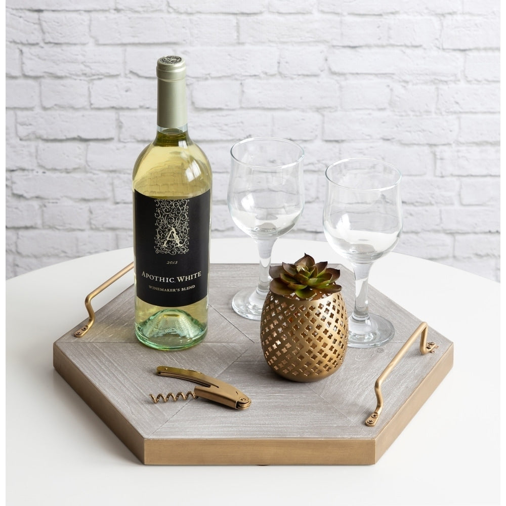 Kate And Laurel Sade Hexagon Platform Tray 16 Diameter