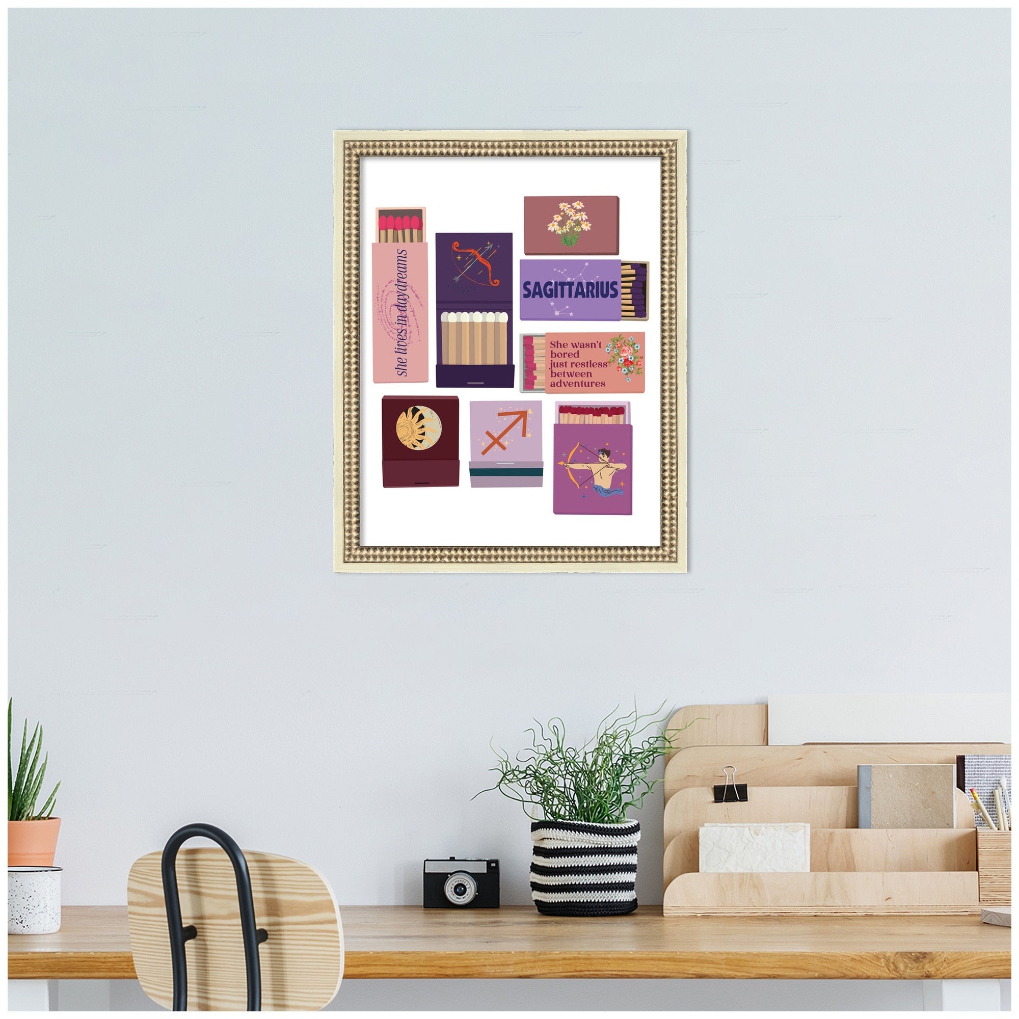 Kate And Laurel Sagittarius Matchbooks 14X18 Fc By Megan Ryan Framed Wall Art Print