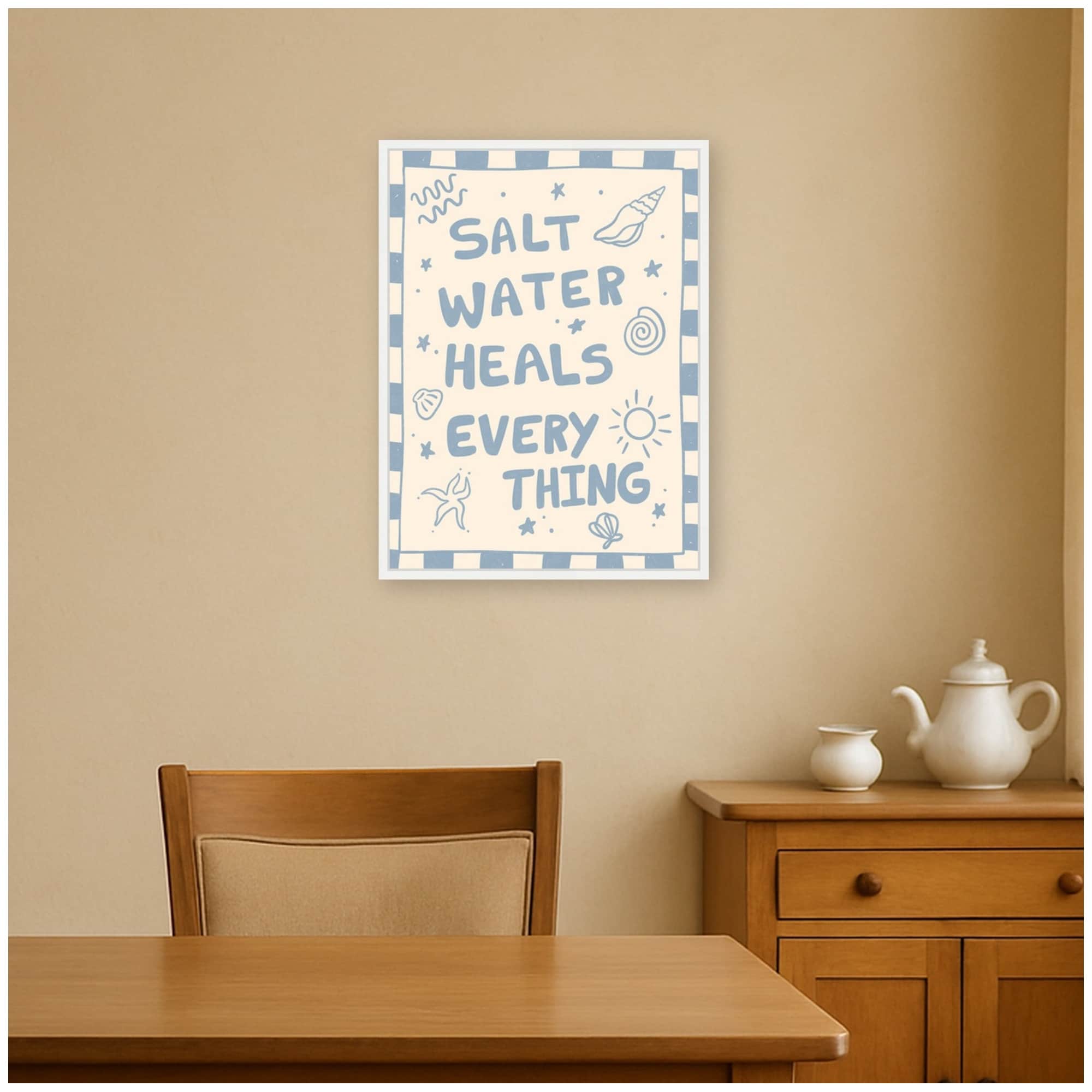 Kate And Laurel Salt Water Heals By Megan Ryan Framed Canvas Wall Art Print