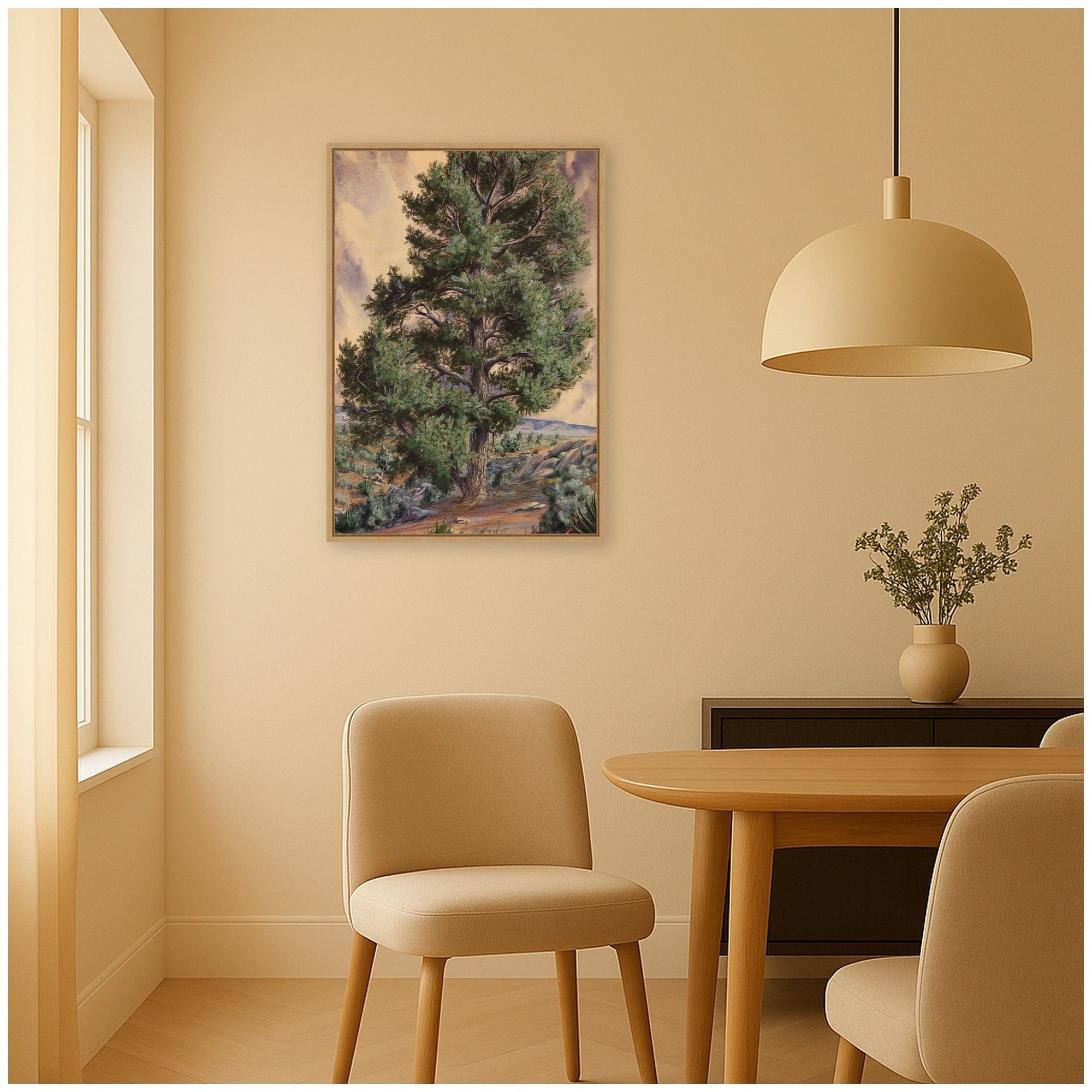 Kate And Laurel Sandow Pine Tree By The Smithsonian American Art Museum Framed Canvas Wall Art Print