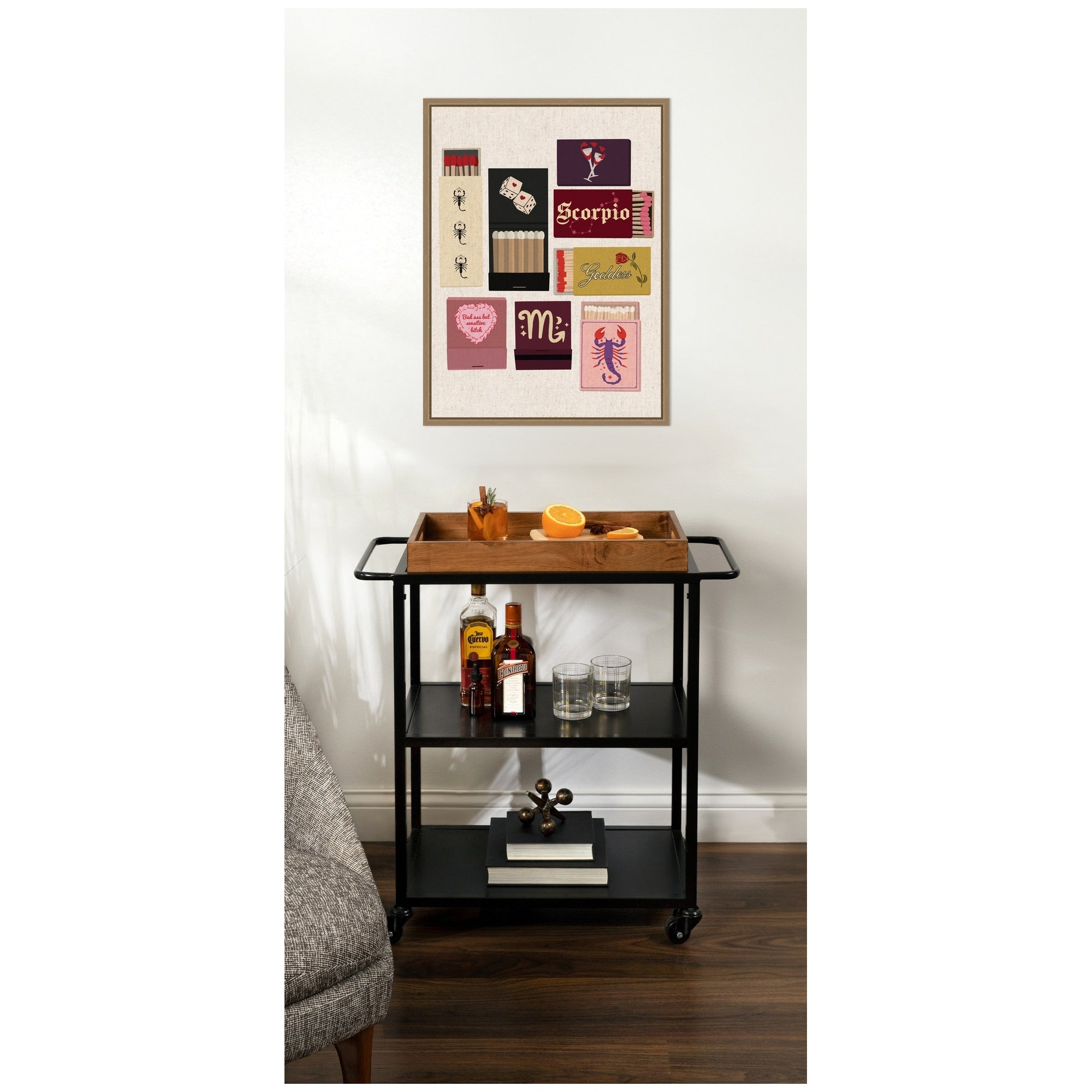 Kate And Laurel Scorpio Matchbooks Linen Fc By Megan Ryan Framed Canvas Wall Art Print