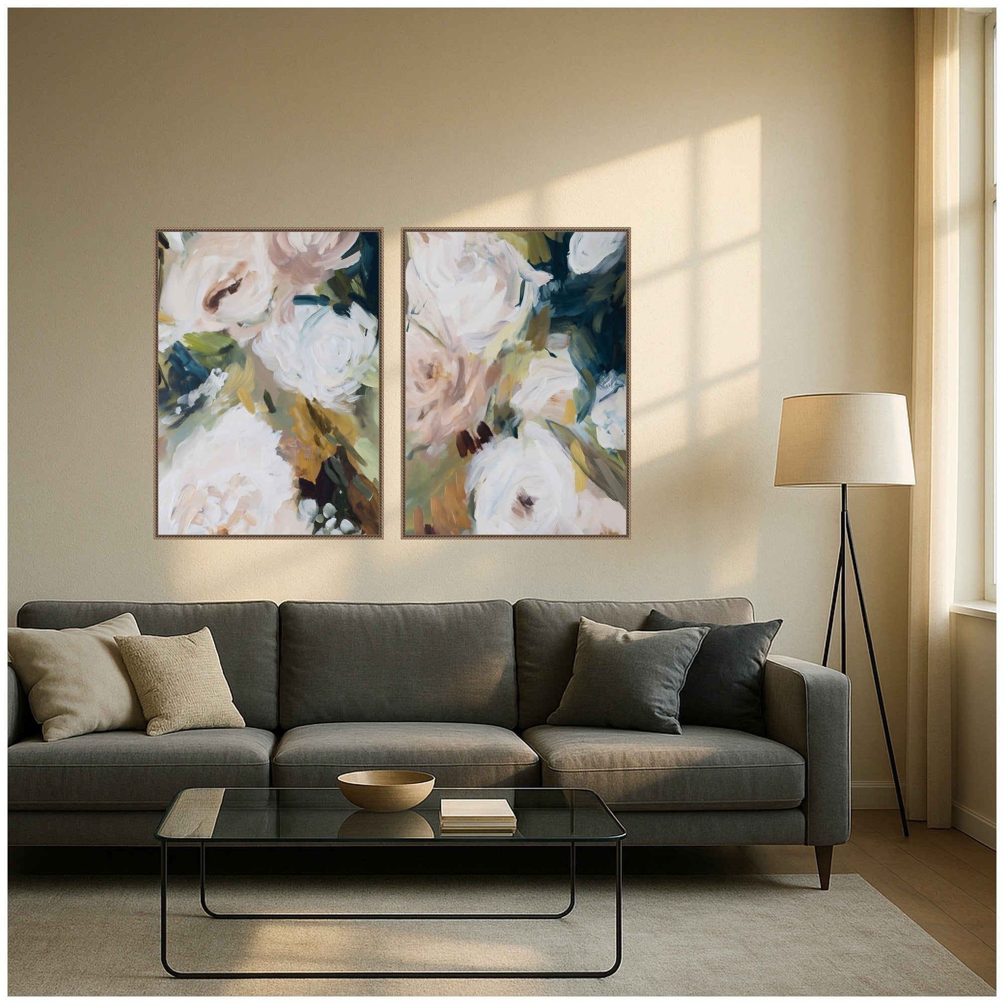 Kate And Laurel Sepia Florals Iii 2 Piece Framed Canvas Wall Art Set By Amy Lighthall