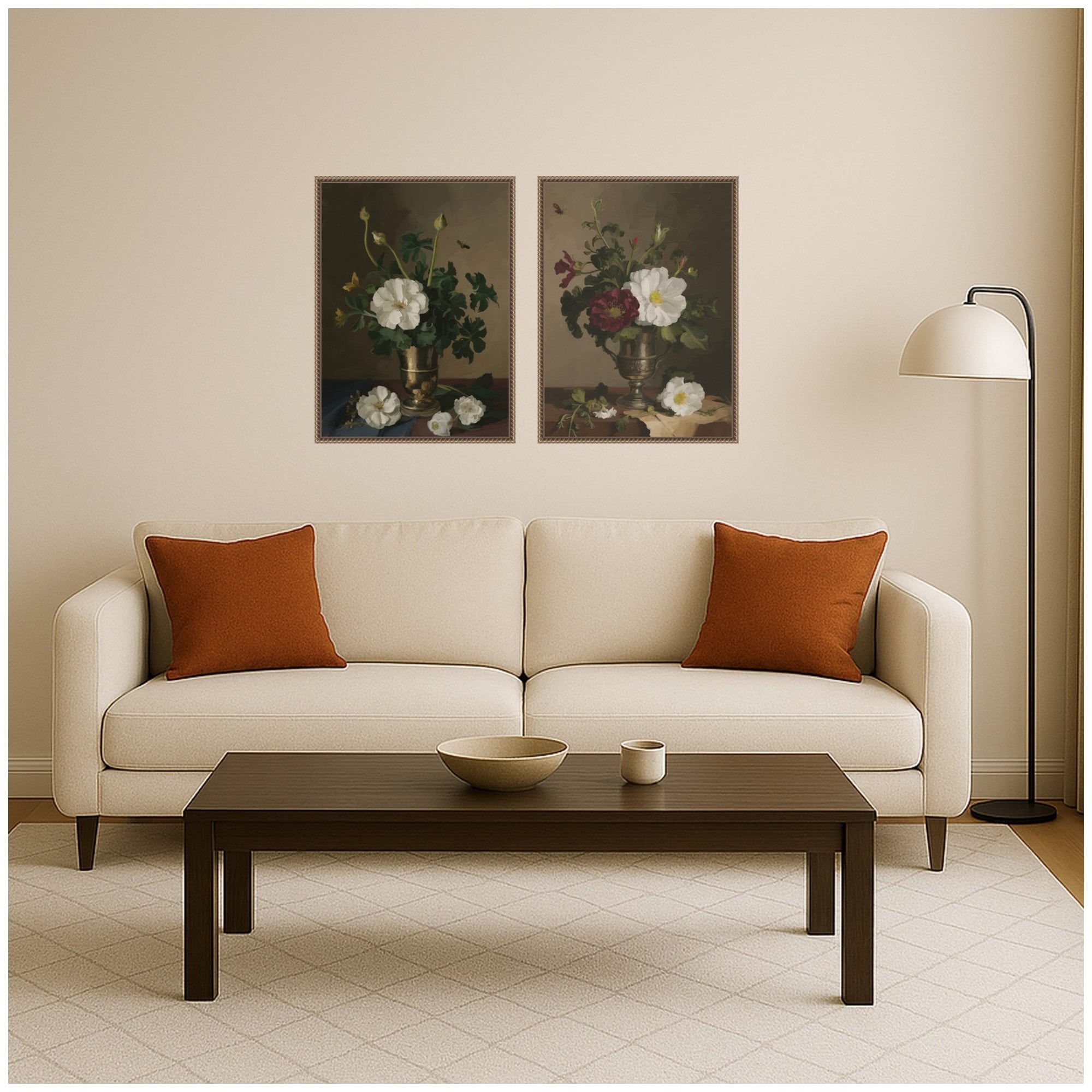 Kate And Laurel Simple Arrangement Arranged Marriage 2 Piece Framed Canvas Wall Art Set By Mary Sparrow