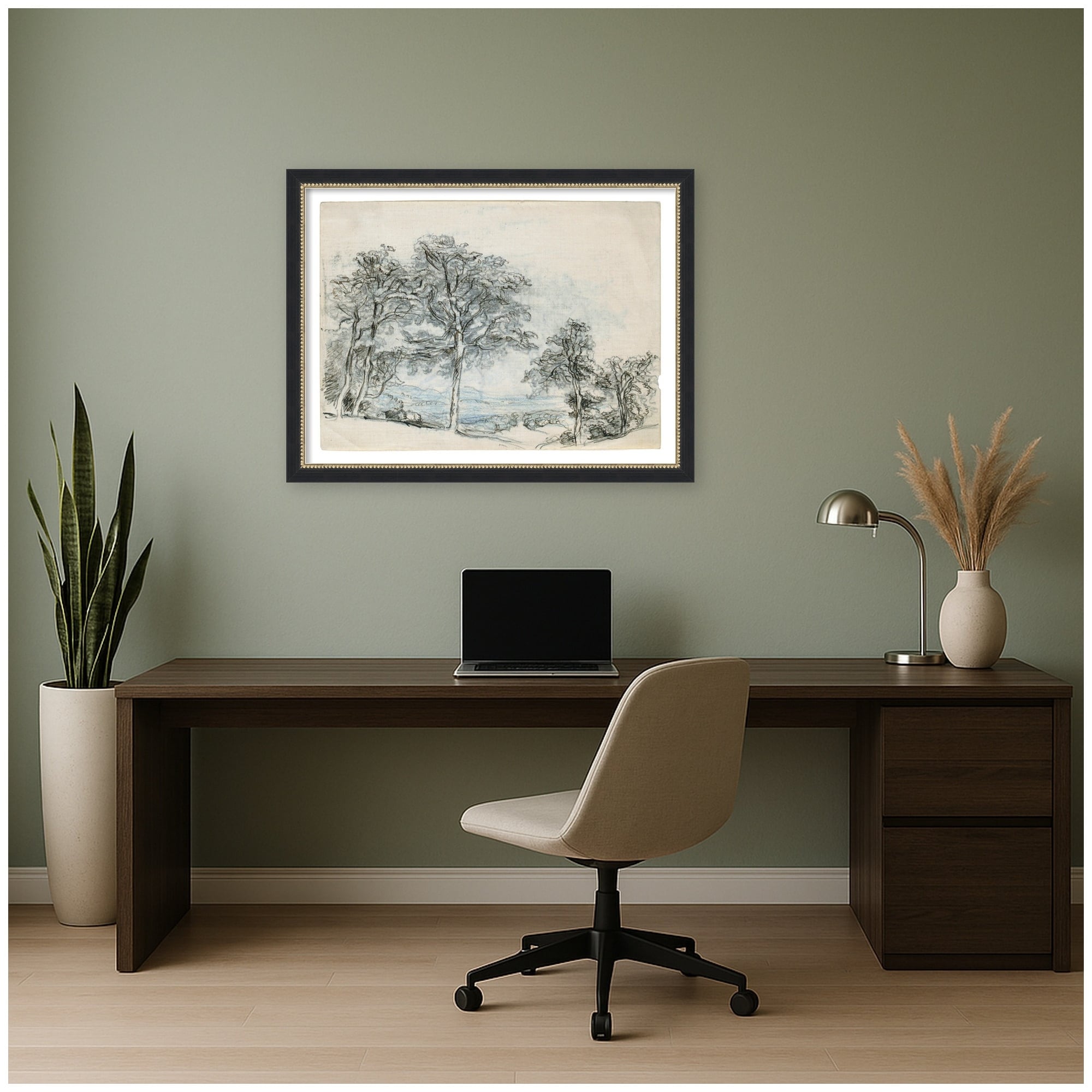 Kate And Laurel Sketches Maples Samuel Colman By The Smithsonian American Art Museum Framed Mounted Canvas Wall Art Print