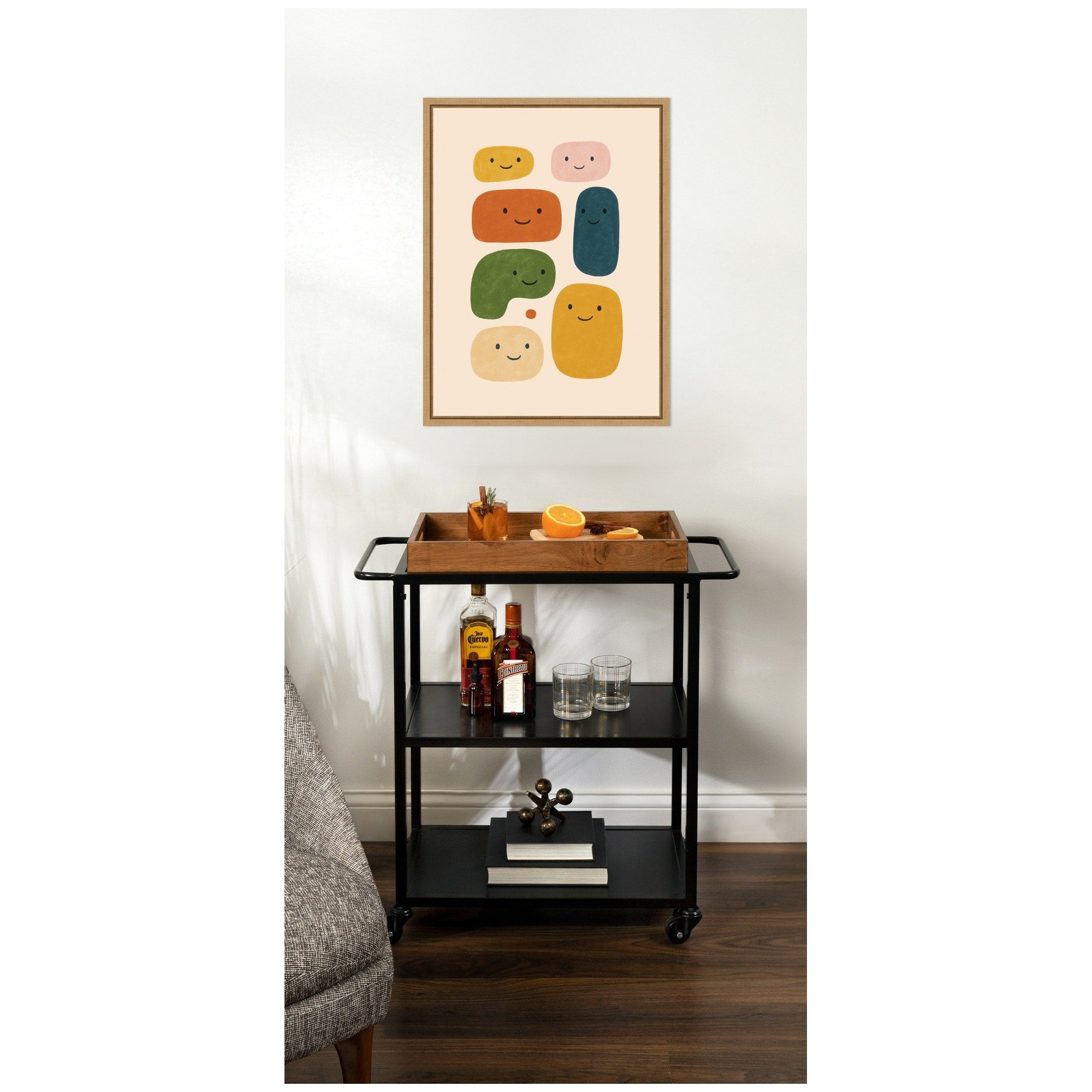 Kate And Laurel Smiling Shapes By Laura Moss Framed Canvas Wall Art Print