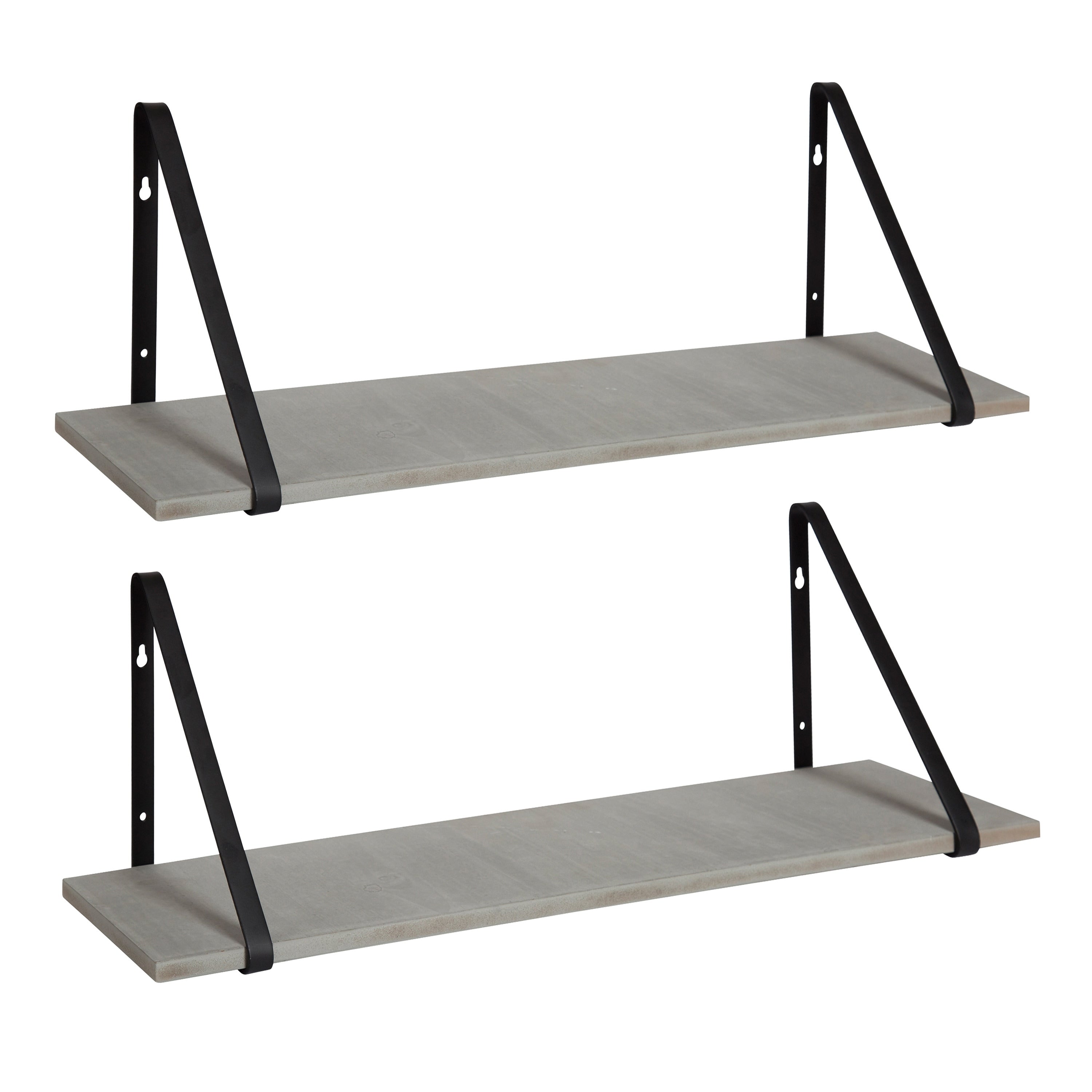 Kate And Laurel Soloman Wooden Shelves With Metal Brackets 2 Pc Set