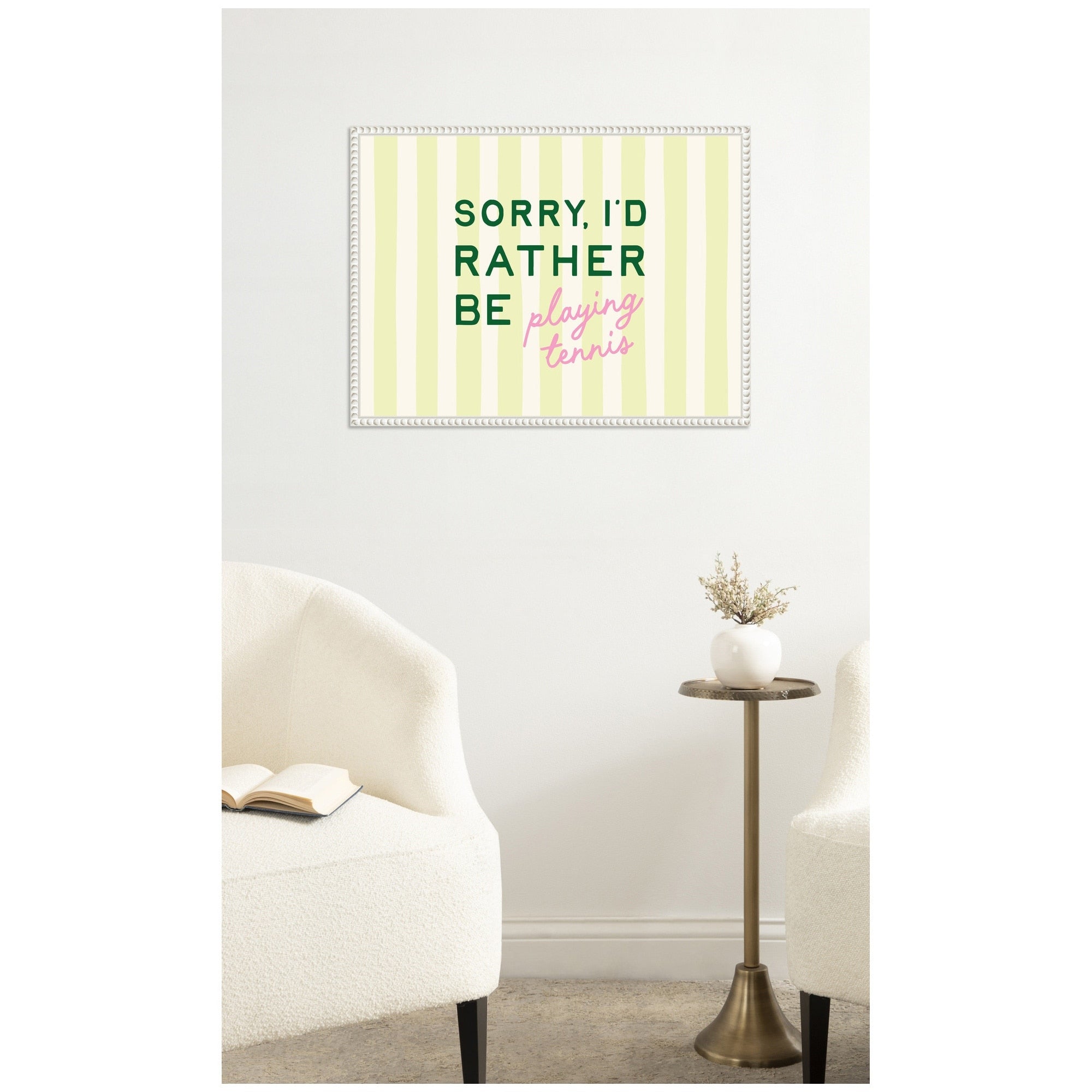 Kate And Laurel Sorry Id Rather Be Playing Tennis By Lucky Guava Framed Canvas Wall Art Print