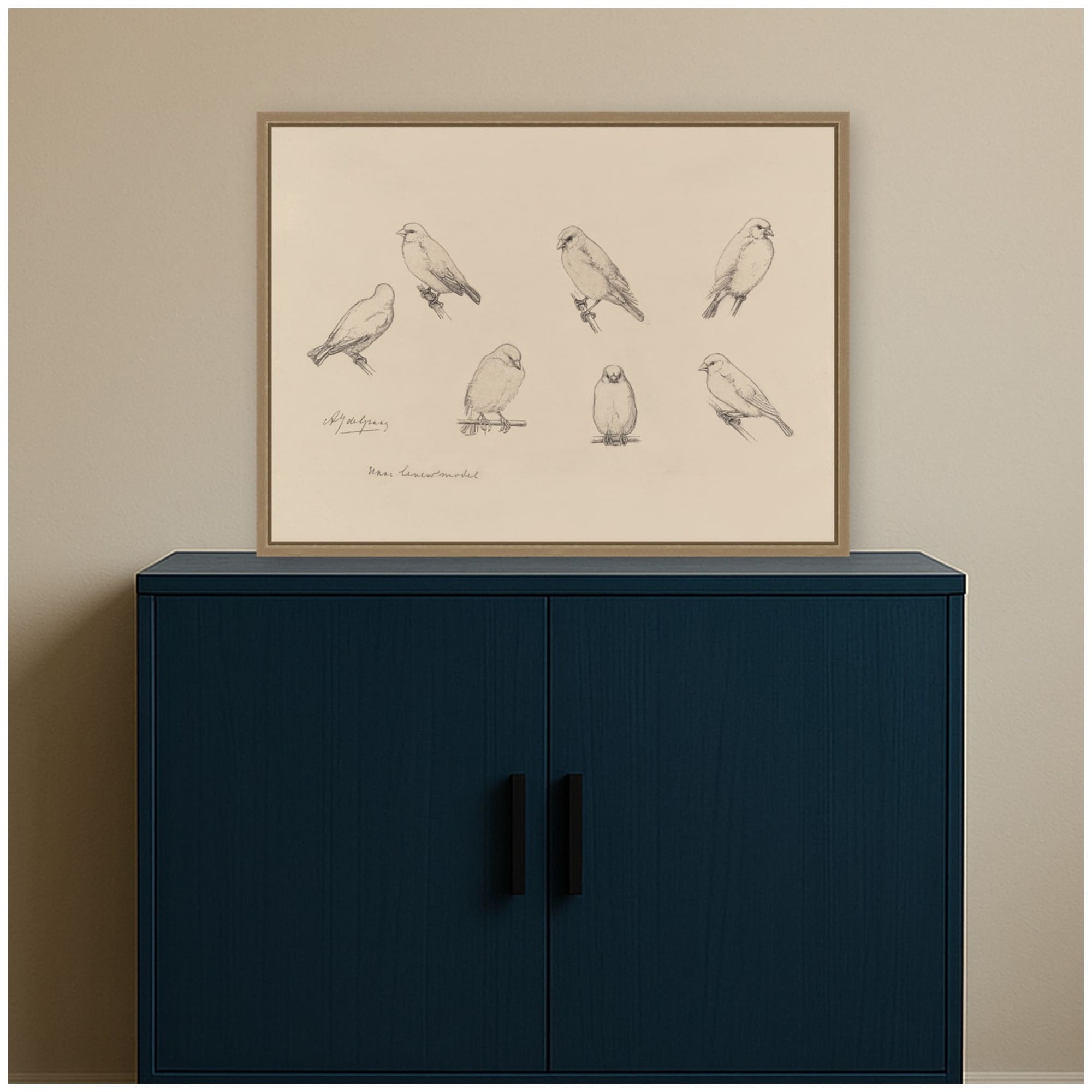 Kate And Laurel Study Sheet Canaries Julie De Graag By Nostalgia Prints Framed Canvas Wall Art Print